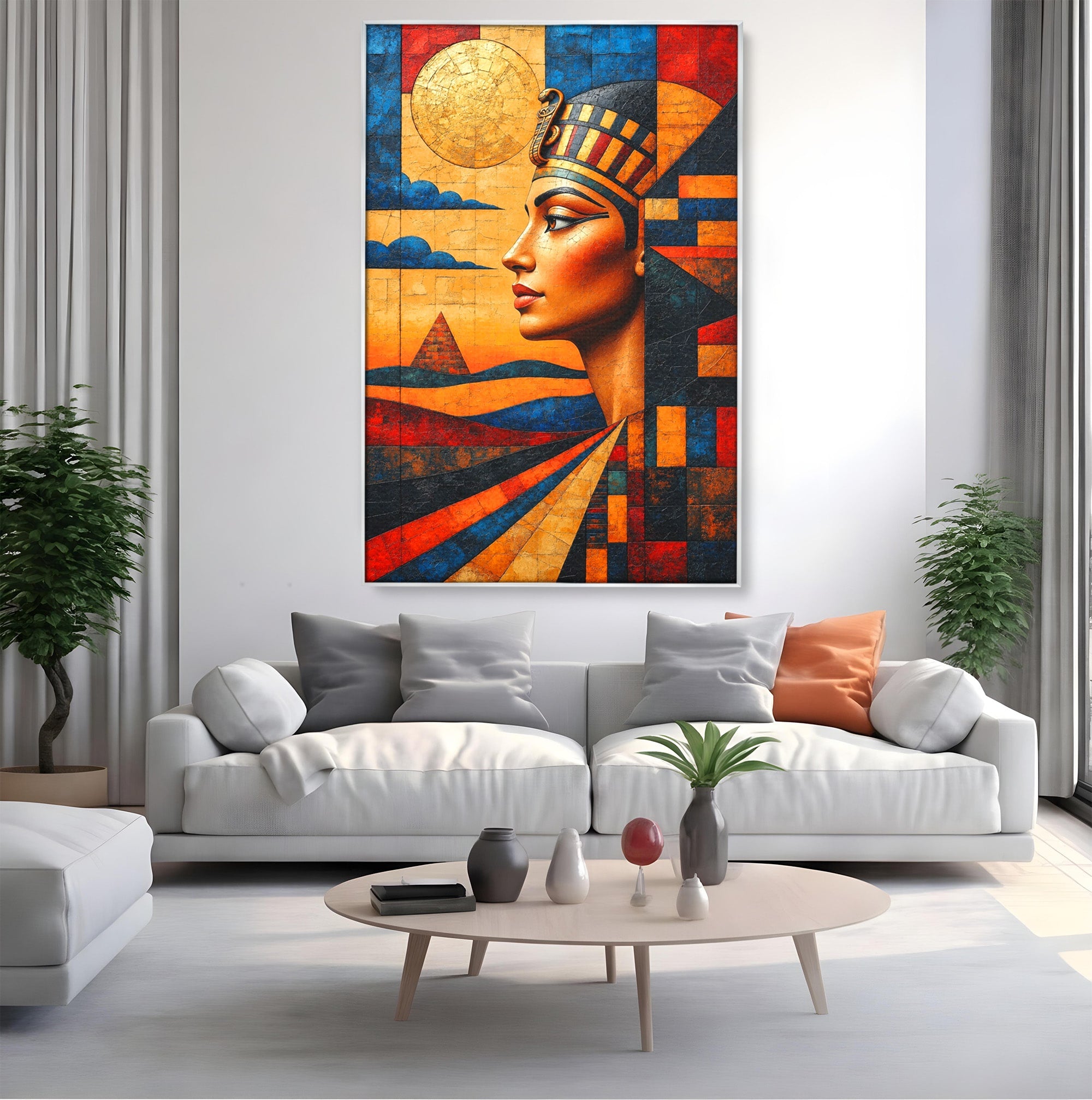 Tablou Canvas Premium LuxCanva® T1039, Regina Egiptului, Egipt, Regina, Piramida, Portret, Living, Culori Vibrante