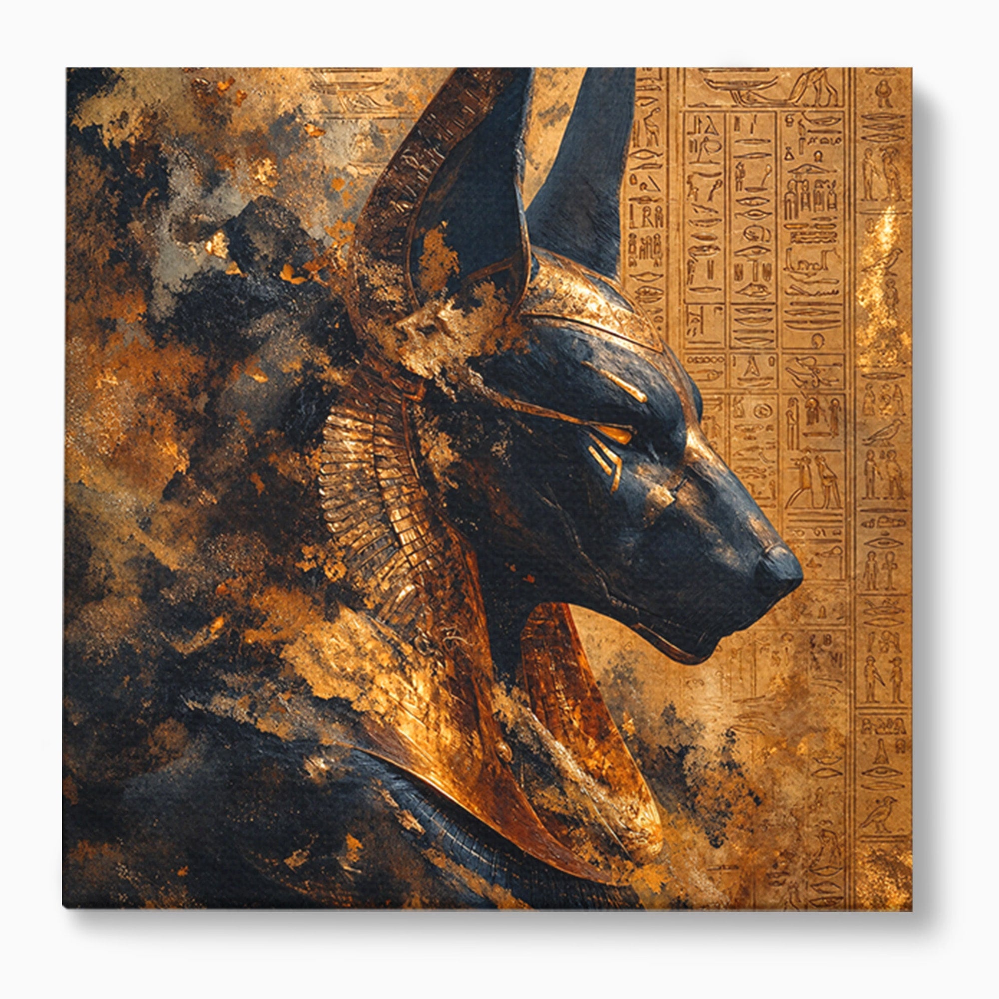 Tablou Canvas Premium LuxCanva® T1040, Anubis in Splendoare Antica, Anubis, Egipt, Mitologie, Istorie, Birou, Culori Vibrante