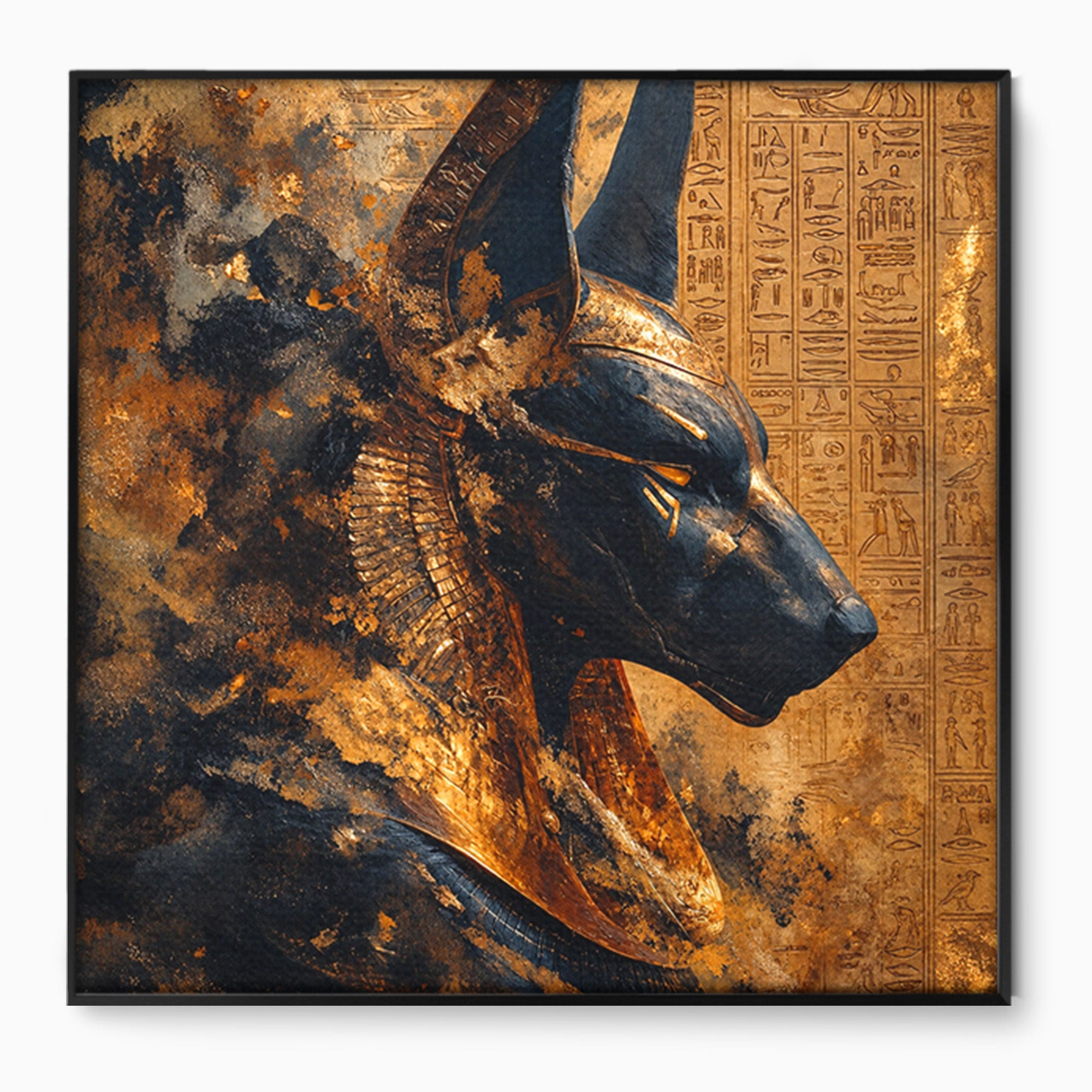 Tablou Canvas Premium LuxCanva® T1040, Anubis in Splendoare Antica, Anubis, Egipt, Mitologie, Istorie, Birou, Culori Vibrante