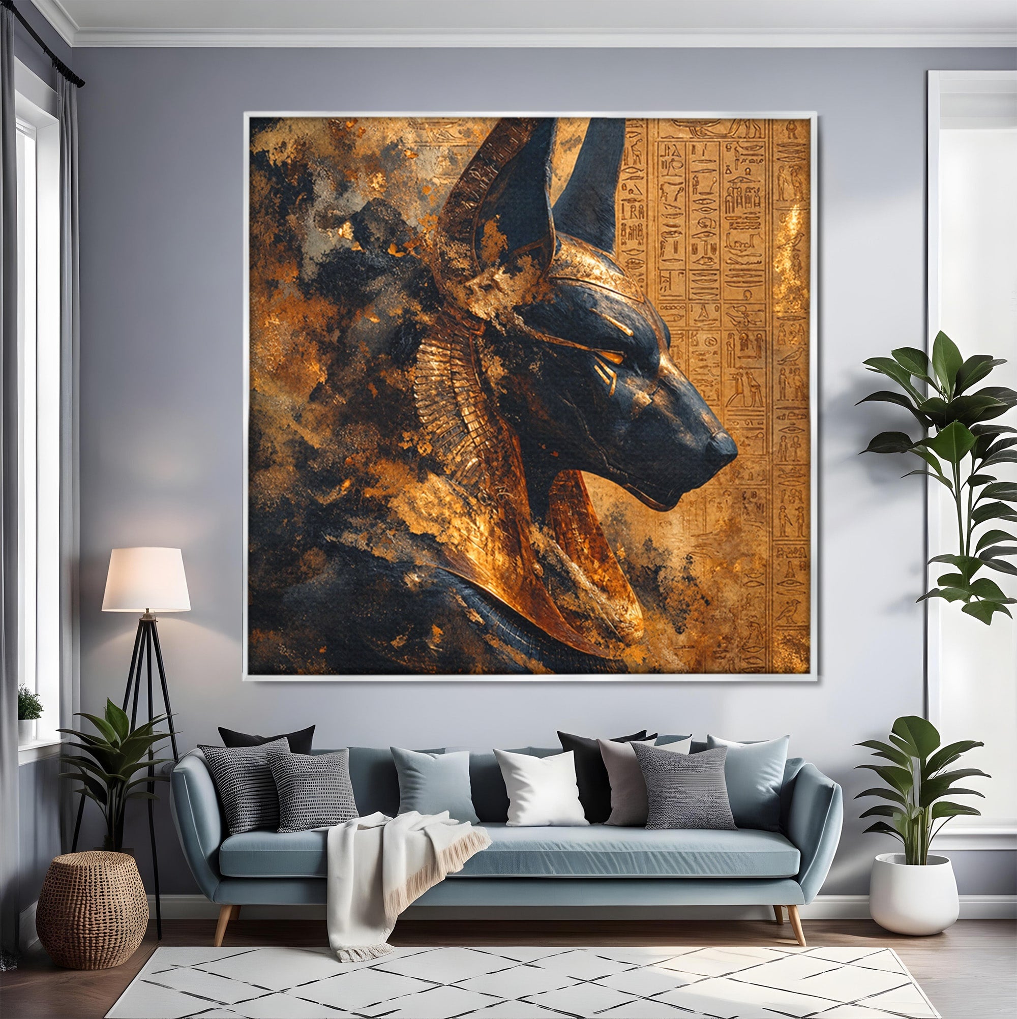 Tablou Canvas Premium LuxCanva® T1040, Anubis in Splendoare Antica, Anubis, Egipt, Mitologie, Istorie, Birou, Culori Vibrante
