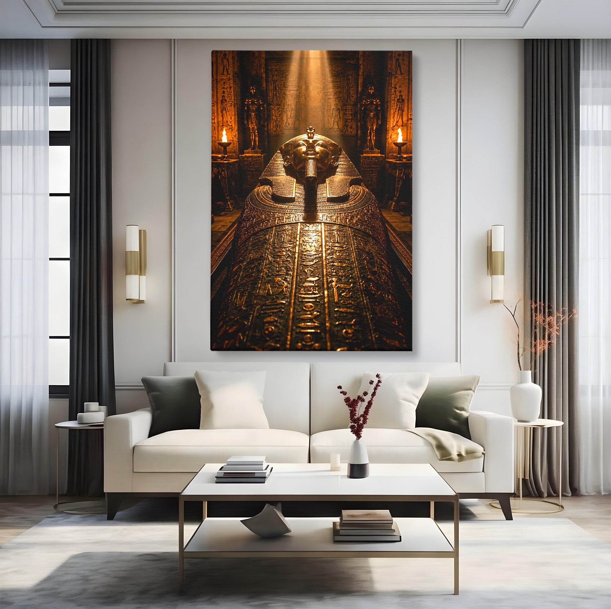 Tablou Canvas Premium LuxCanva® T1042, Sarcofagul Faraonului, Egipt, Antichitate, Istorie, Arta, Mister, Living, Birou, Culori Vibrante