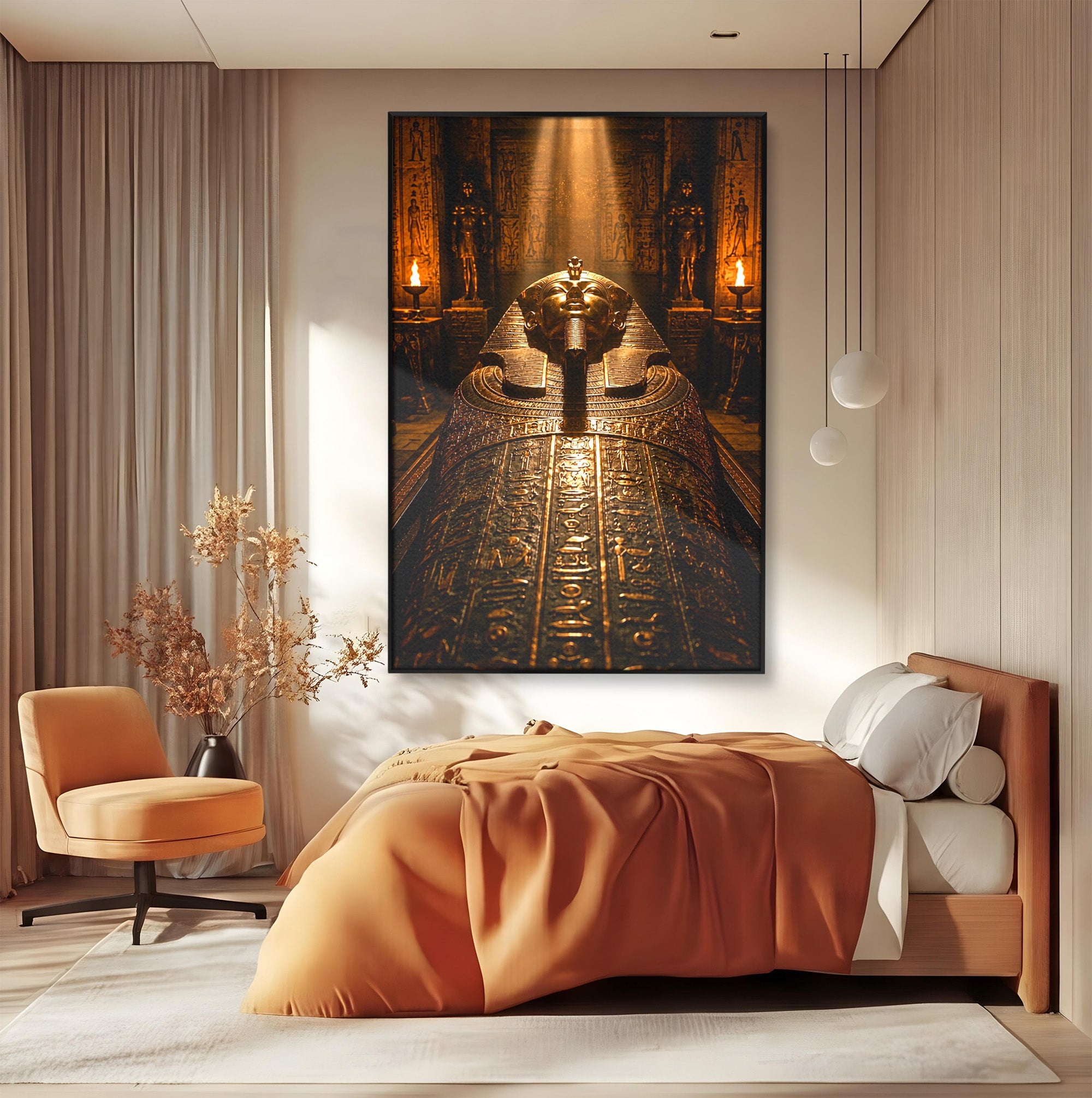 Tablou Canvas Premium LuxCanva® T1042, Sarcofagul Faraonului, Egipt, Antichitate, Istorie, Arta, Mister, Living, Birou, Culori Vibrante