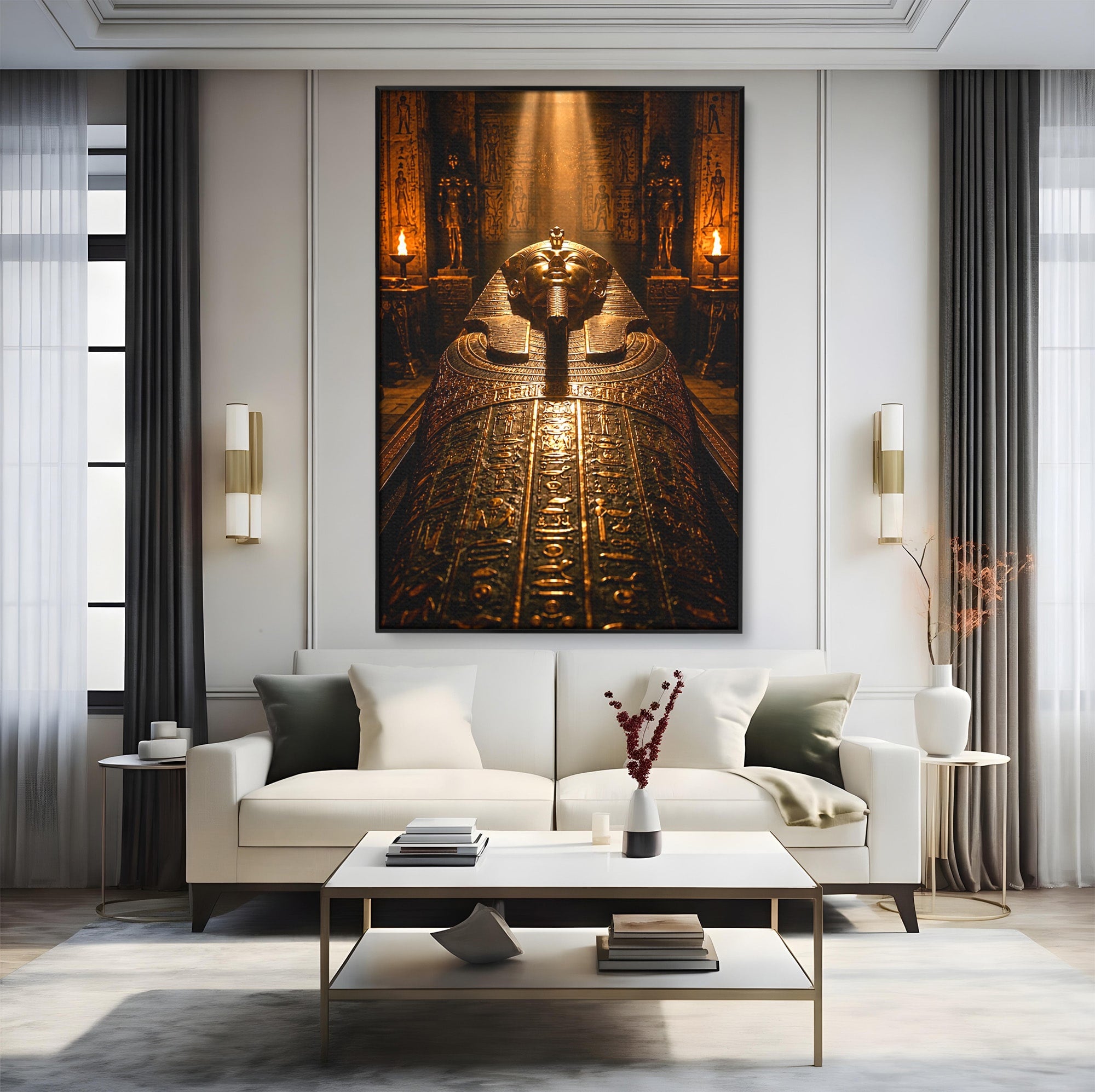 Tablou Canvas Premium LuxCanva® T1042, Sarcofagul Faraonului, Egipt, Antichitate, Istorie, Arta, Mister, Living, Birou, Culori Vibrante