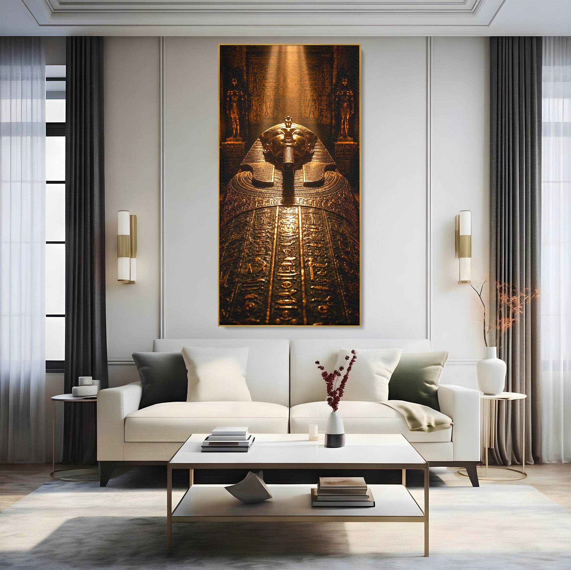 Tablou Canvas Premium LuxCanva® T1042, Sarcofagul Faraonului, Egipt, Antichitate, Istorie, Arta, Mister, Living, Birou, Culori Vibrante