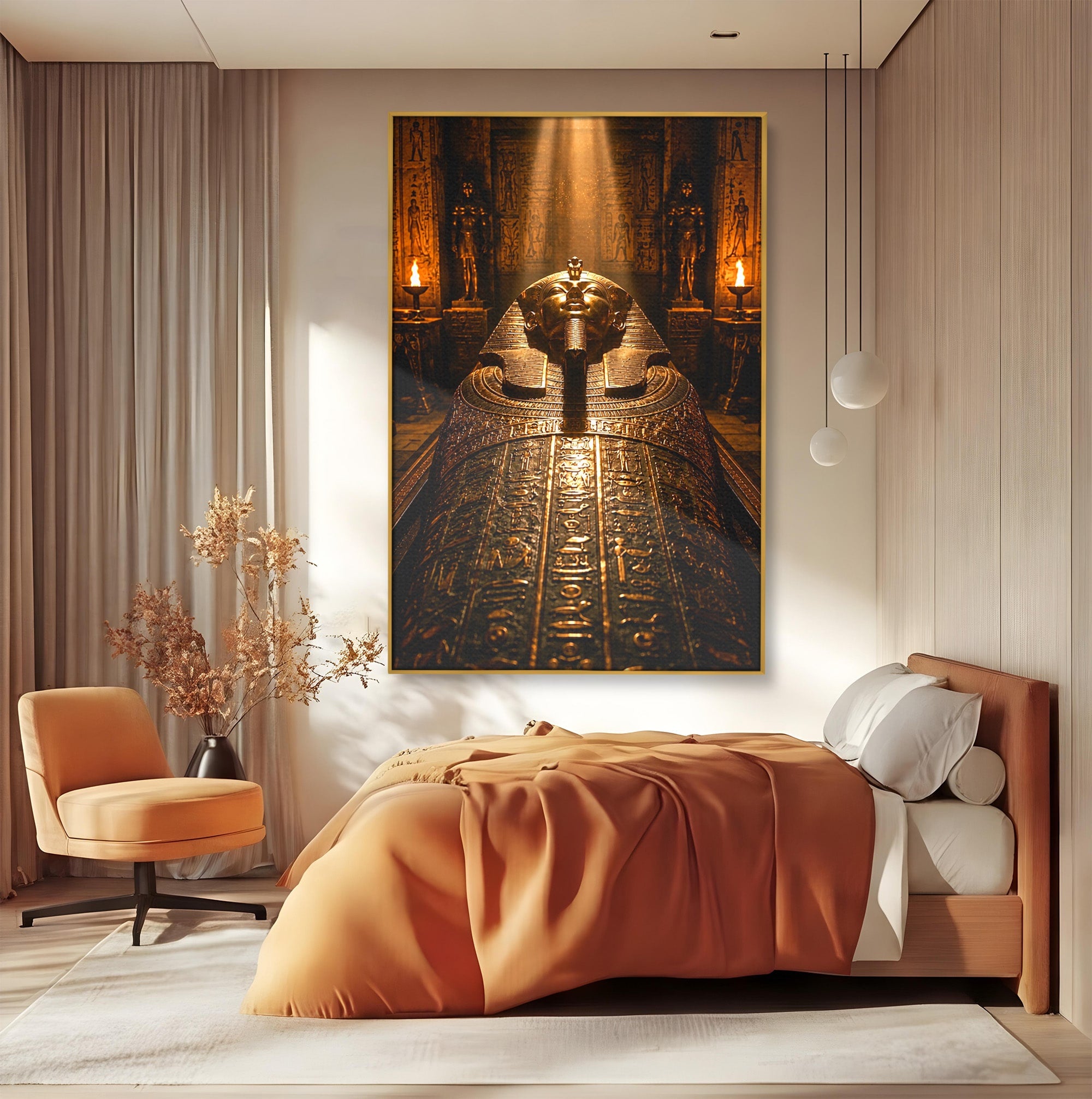 Tablou Canvas Premium LuxCanva® T1042, Sarcofagul Faraonului, Egipt, Antichitate, Istorie, Arta, Mister, Living, Birou, Culori Vibrante