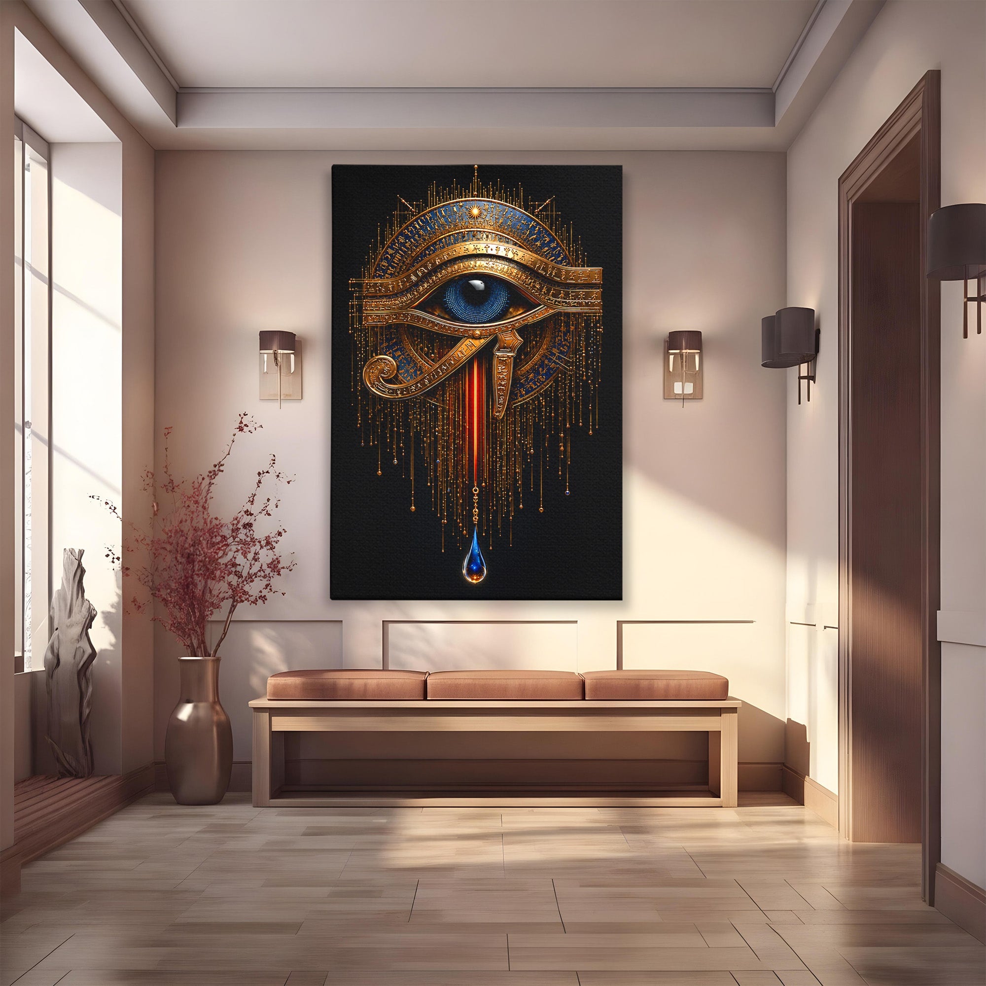 Tablou Canvas Premium LuxCanva® T1043, Ochiul Lui Horus, Ochi, Egipt, Mistic, Simbol, Dormitor, Birou, Culori Vibrante
