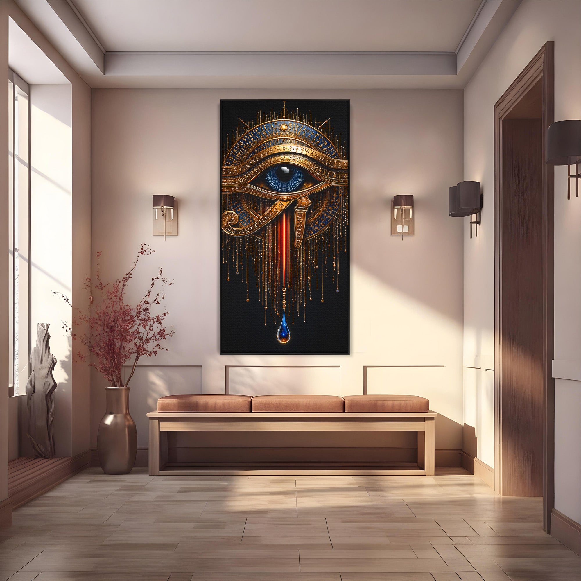 Tablou Canvas Premium LuxCanva® T1043, Ochiul Lui Horus, Ochi, Egipt, Mistic, Simbol, Dormitor, Birou, Culori Vibrante
