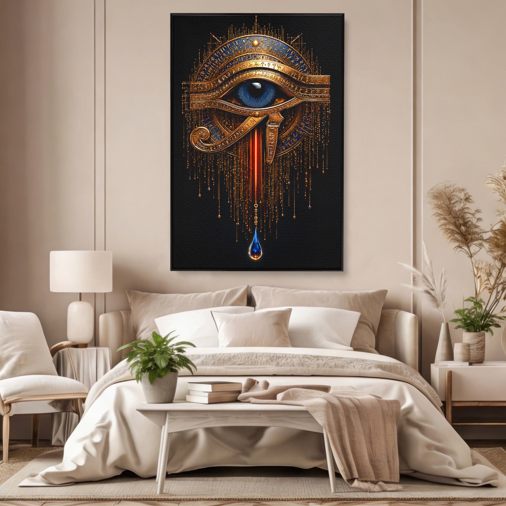 Tablou Canvas Premium LuxCanva® T1043, Ochiul Lui Horus, Ochi, Egipt, Mistic, Simbol, Dormitor, Birou, Culori Vibrante