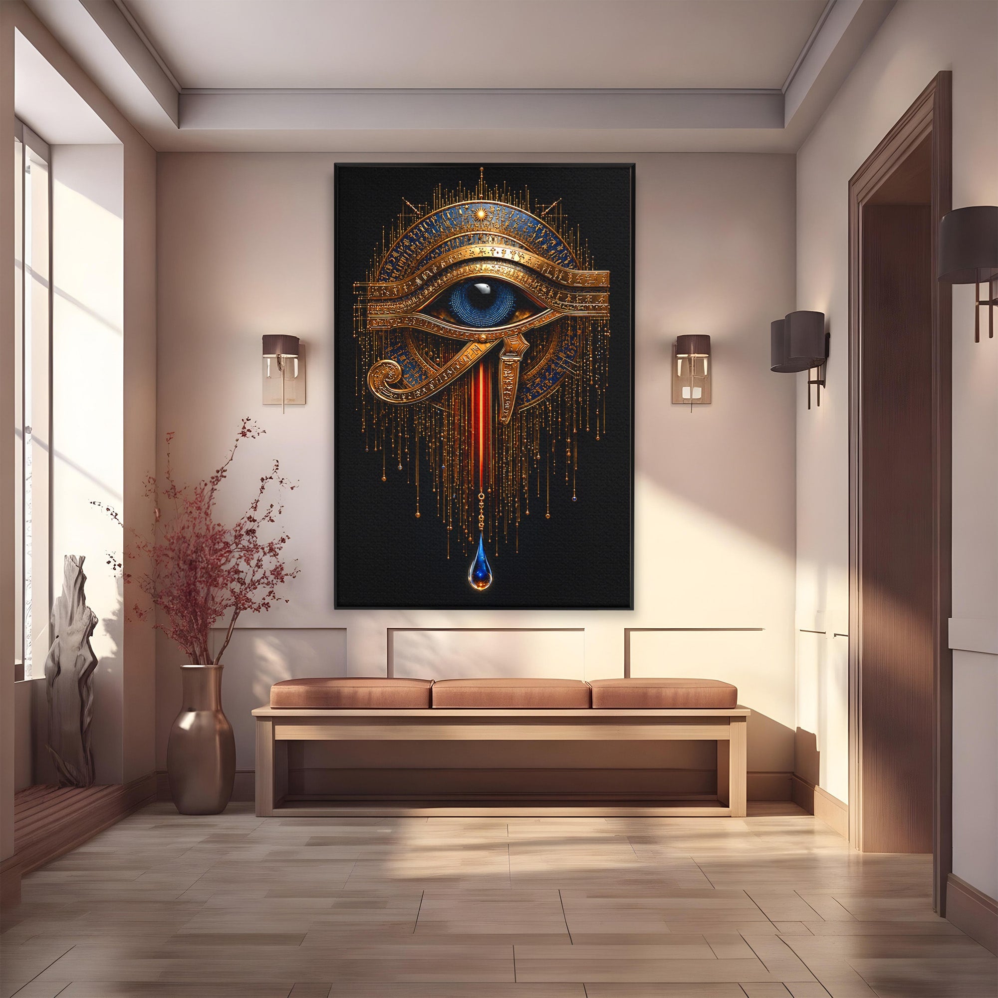 Tablou Canvas Premium LuxCanva® T1043, Ochiul Lui Horus, Ochi, Egipt, Mistic, Simbol, Dormitor, Birou, Culori Vibrante