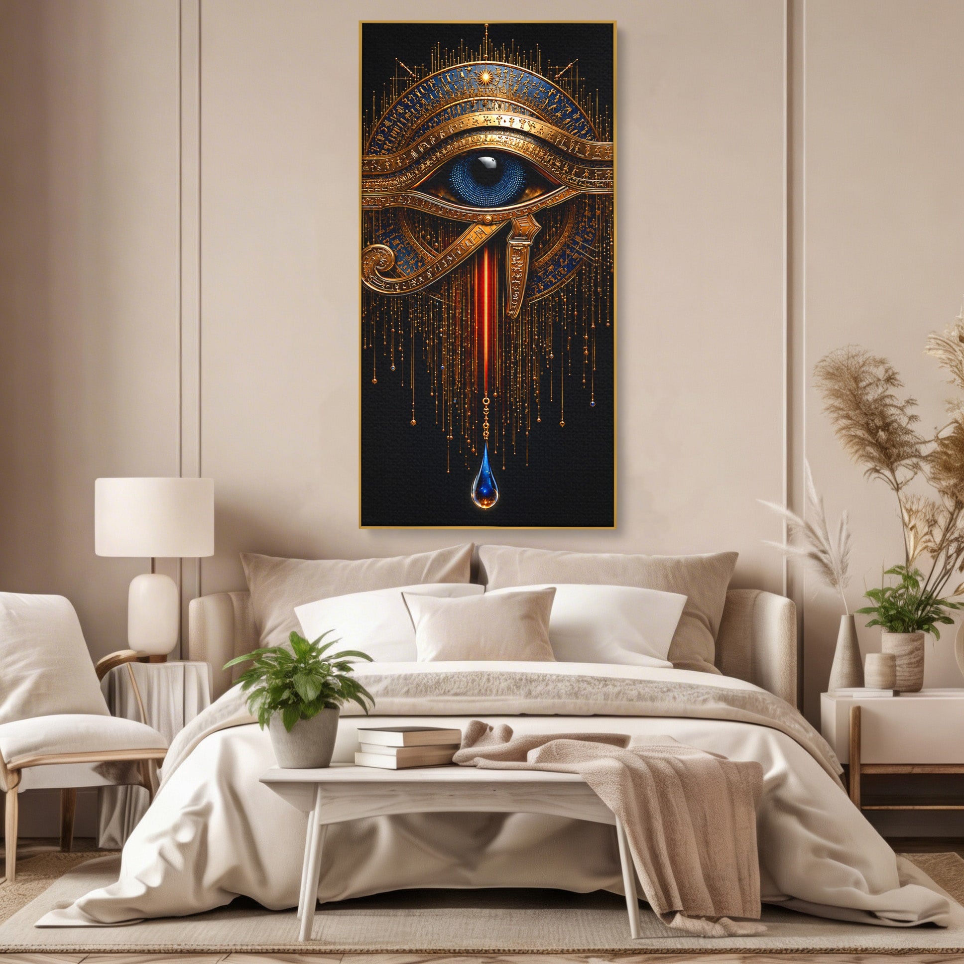 Tablou Canvas Premium LuxCanva® T1043, Ochiul Lui Horus, Ochi, Egipt, Mistic, Simbol, Dormitor, Birou, Culori Vibrante