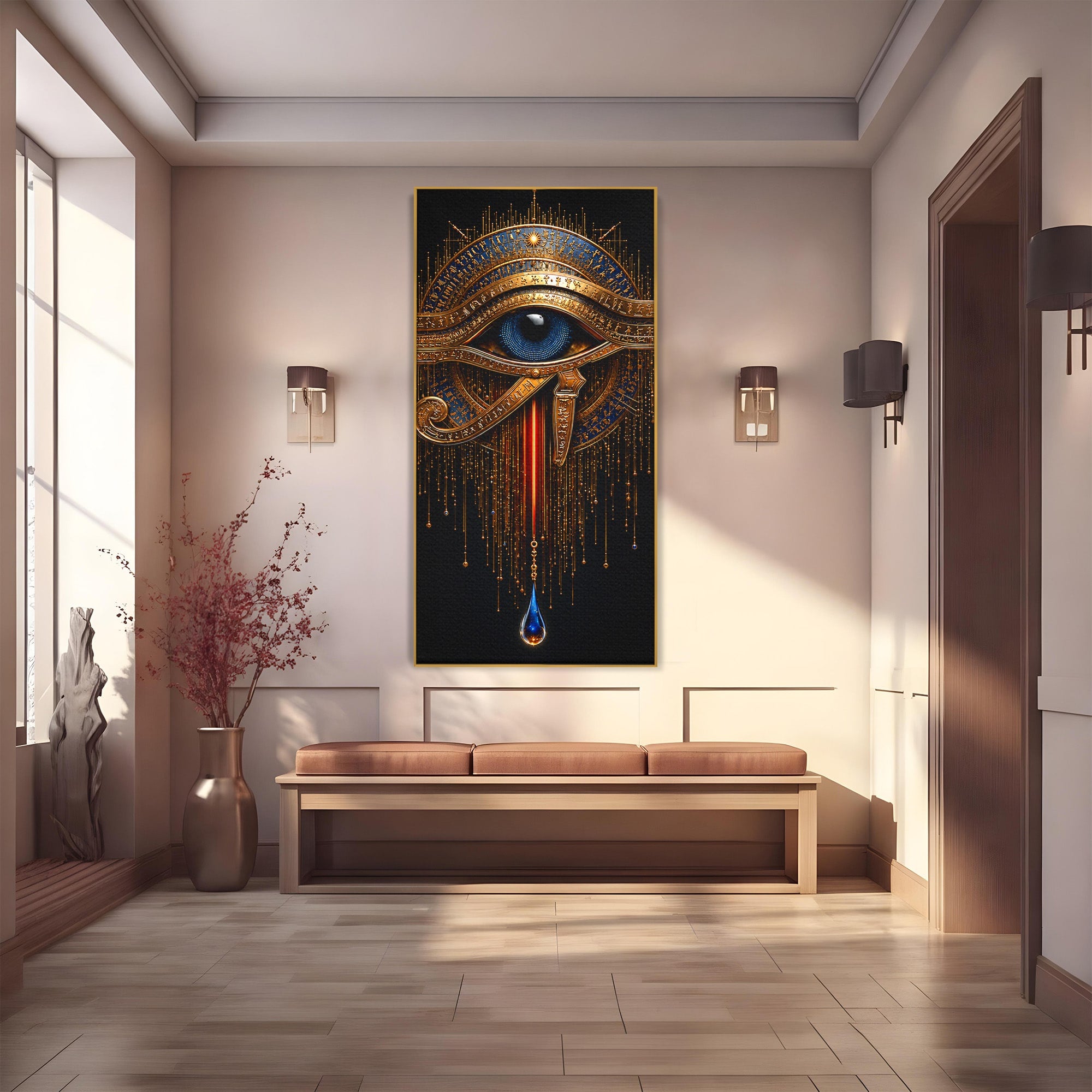 Tablou Canvas Premium LuxCanva® T1043, Ochiul Lui Horus, Ochi, Egipt, Mistic, Simbol, Dormitor, Birou, Culori Vibrante