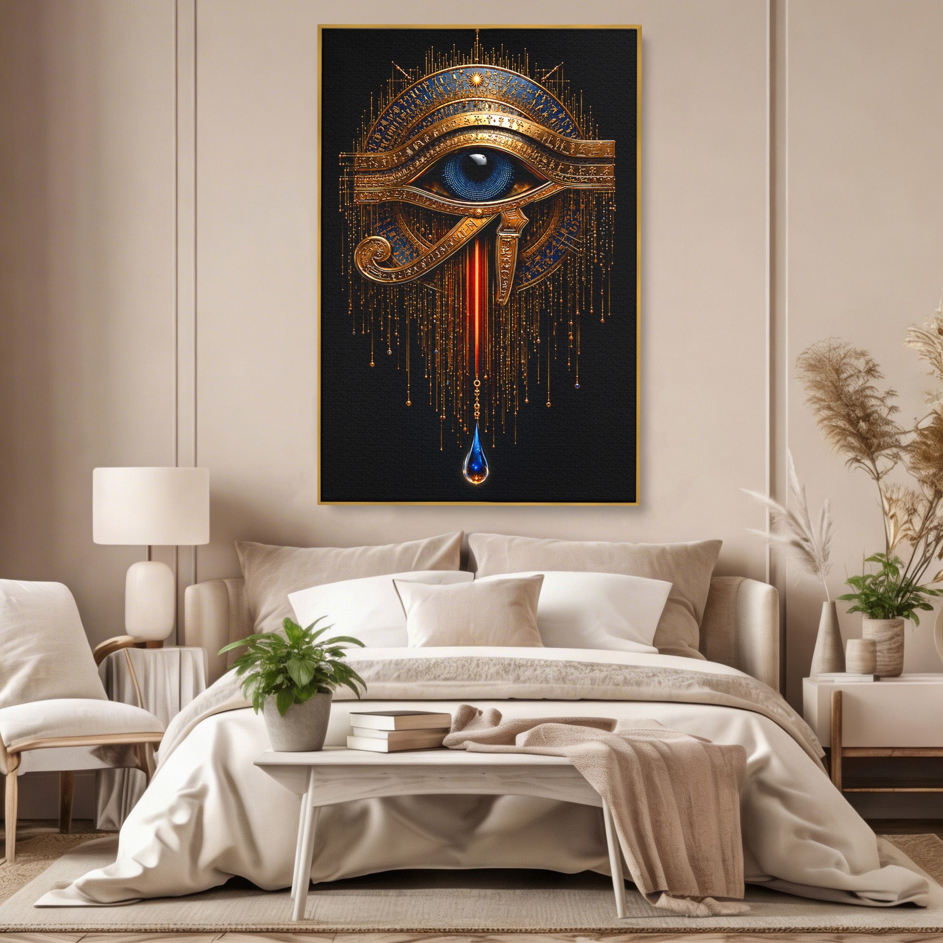 Tablou Canvas Premium LuxCanva® T1043, Ochiul Lui Horus, Ochi, Egipt, Mistic, Simbol, Dormitor, Birou, Culori Vibrante