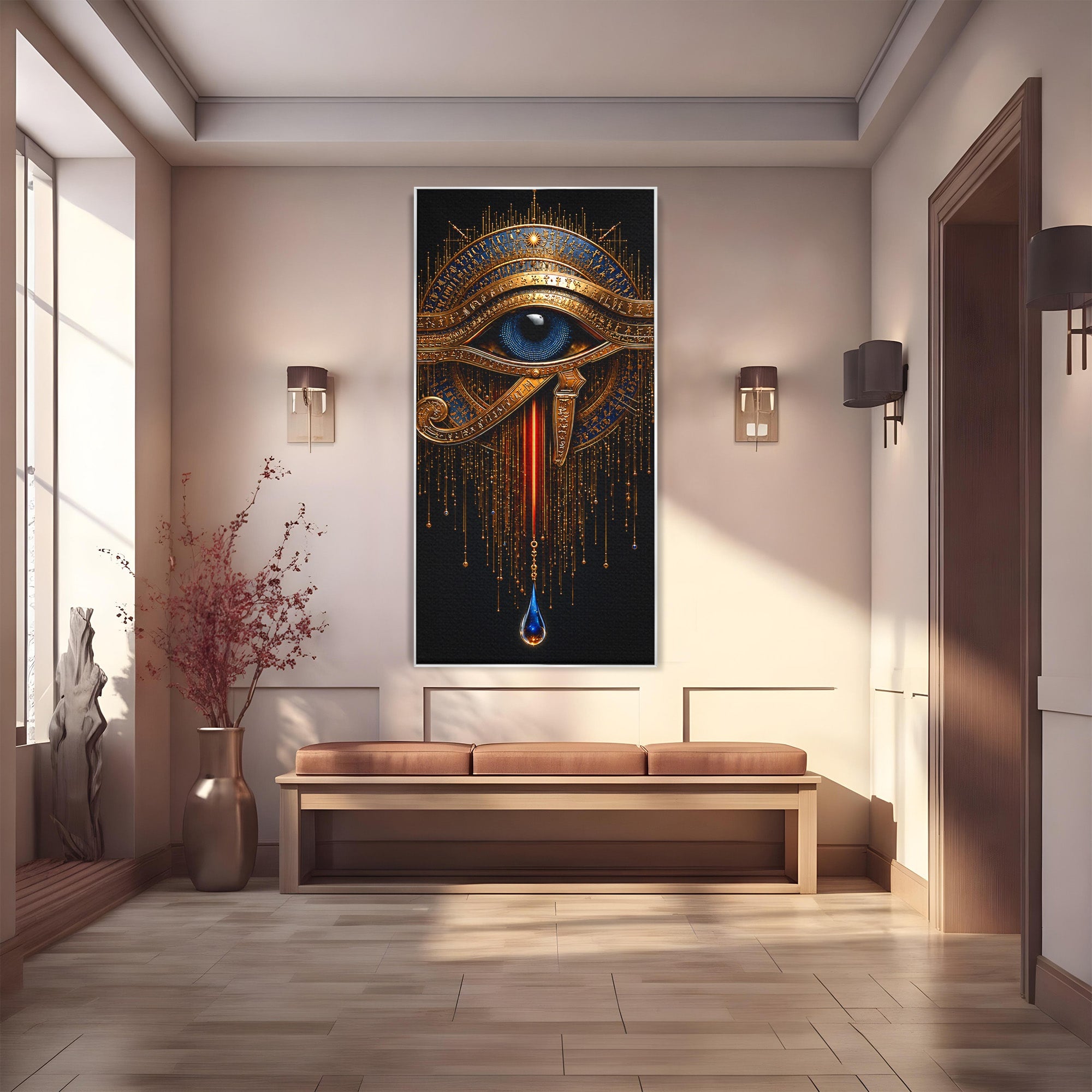 Tablou Canvas Premium LuxCanva® T1043, Ochiul Lui Horus, Ochi, Egipt, Mistic, Simbol, Dormitor, Birou, Culori Vibrante