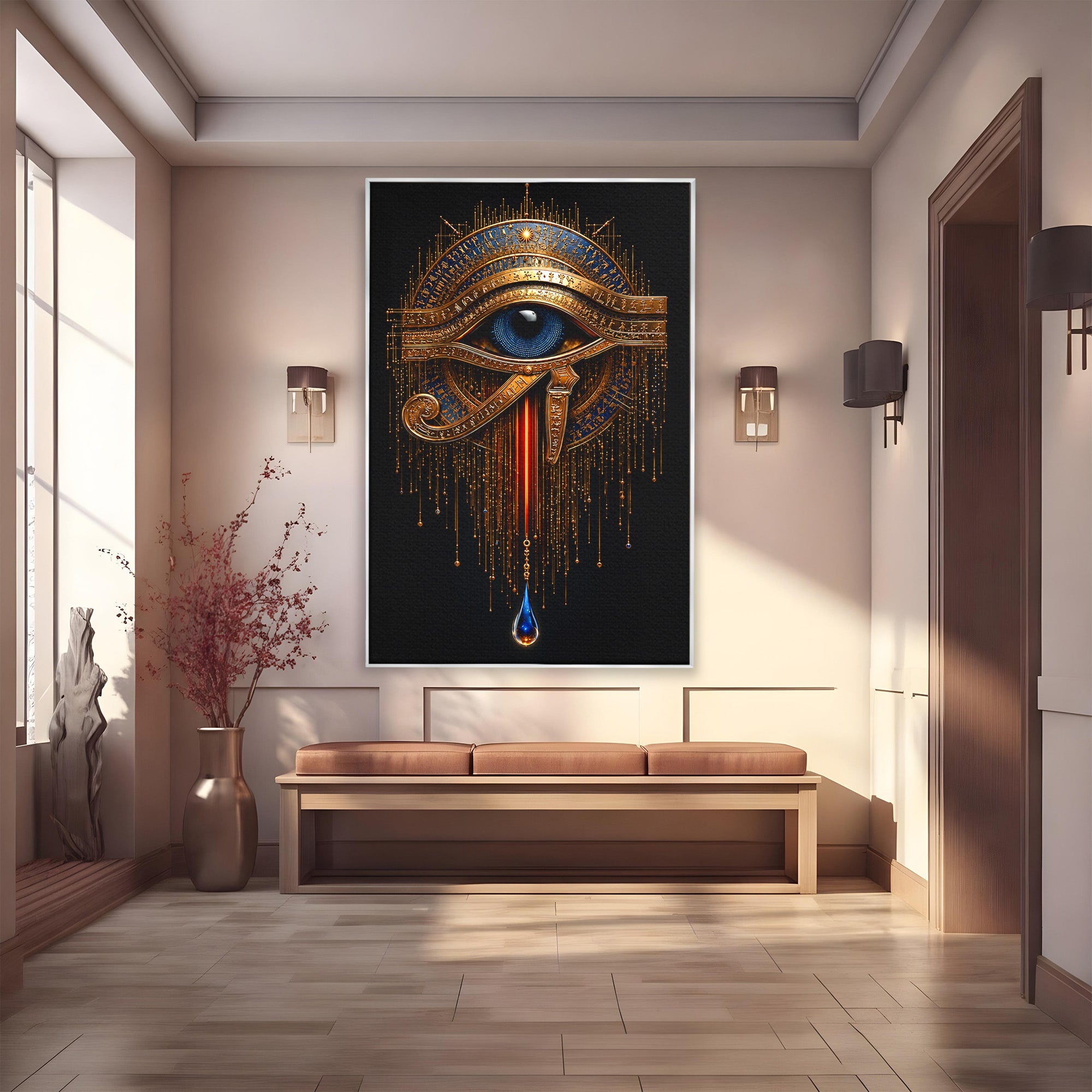 Tablou Canvas Premium LuxCanva® T1043, Ochiul Lui Horus, Ochi, Egipt, Mistic, Simbol, Dormitor, Birou, Culori Vibrante