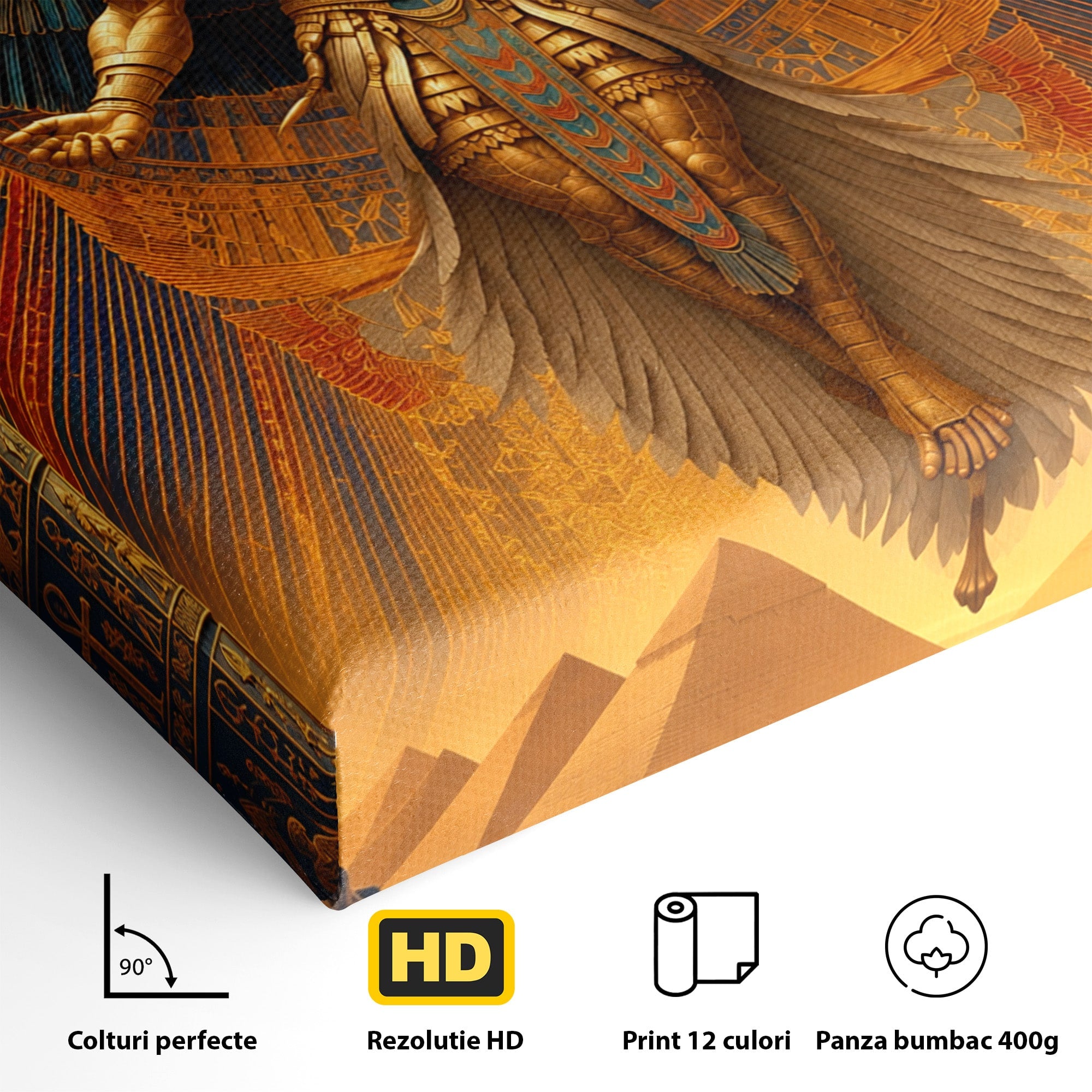 Tablou Canvas Premium LuxCanva® T1044, Zeul Egiptean Al Soarelui, Egipt, Mitologie, Arta Antica, Living, Zei, Culori Vibrante
