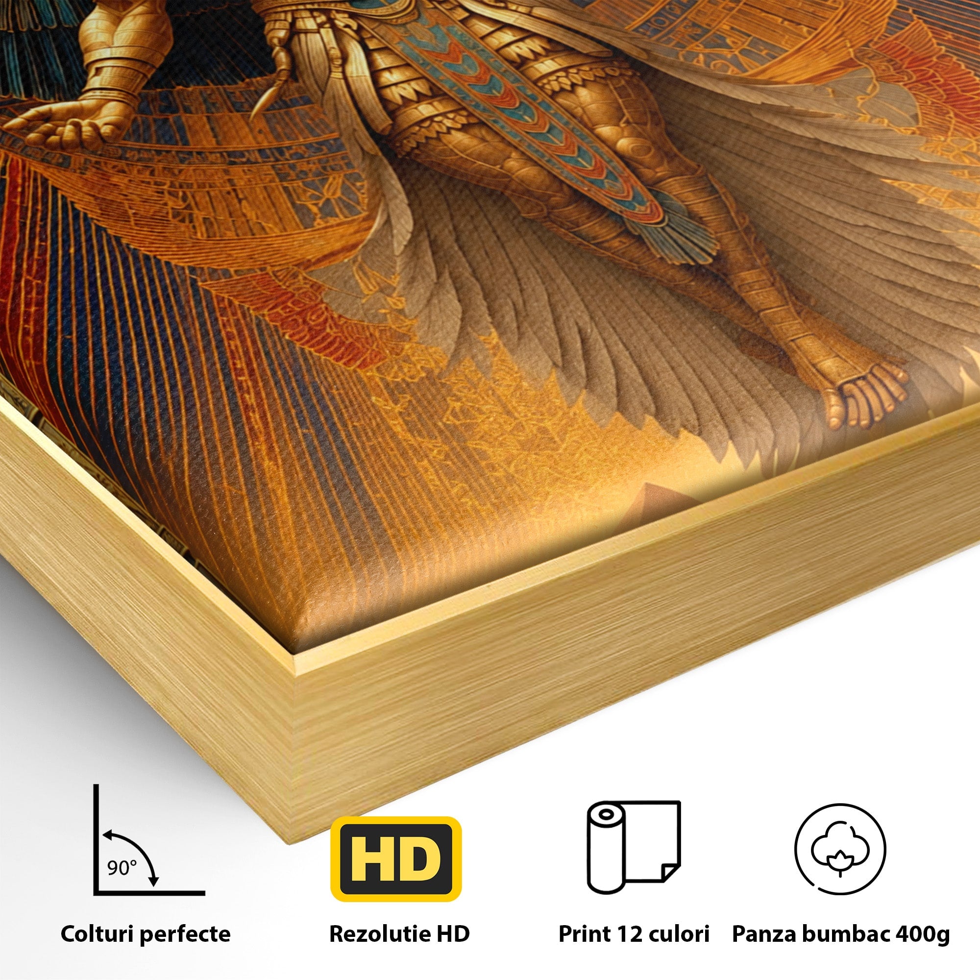Tablou Canvas Premium LuxCanva® T1044, Zeul Egiptean Al Soarelui, Egipt, Mitologie, Arta Antica, Living, Zei, Culori Vibrante