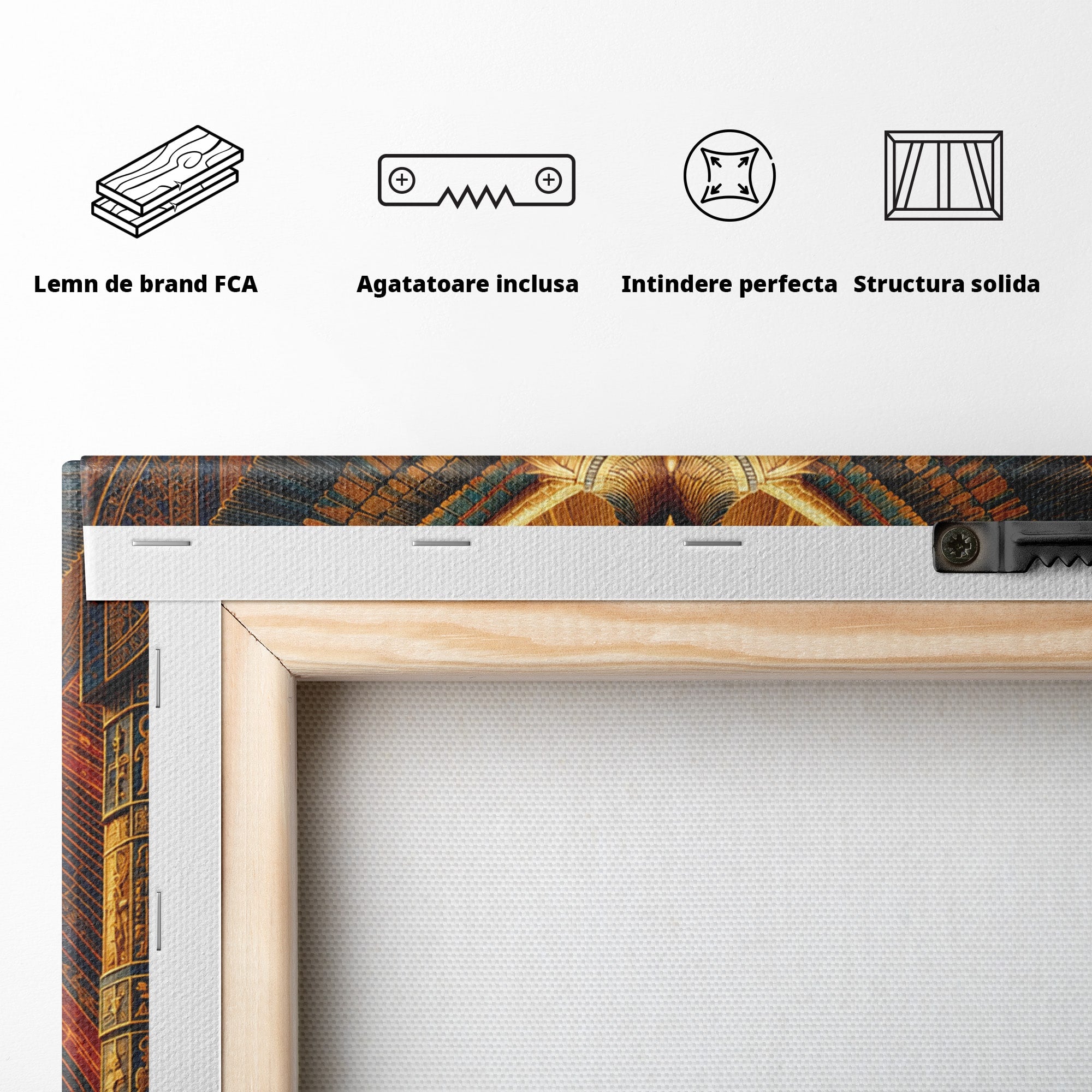 Tablou Canvas Premium LuxCanva® T1044, Zeul Egiptean Al Soarelui, Egipt, Mitologie, Arta Antica, Living, Zei, Culori Vibrante