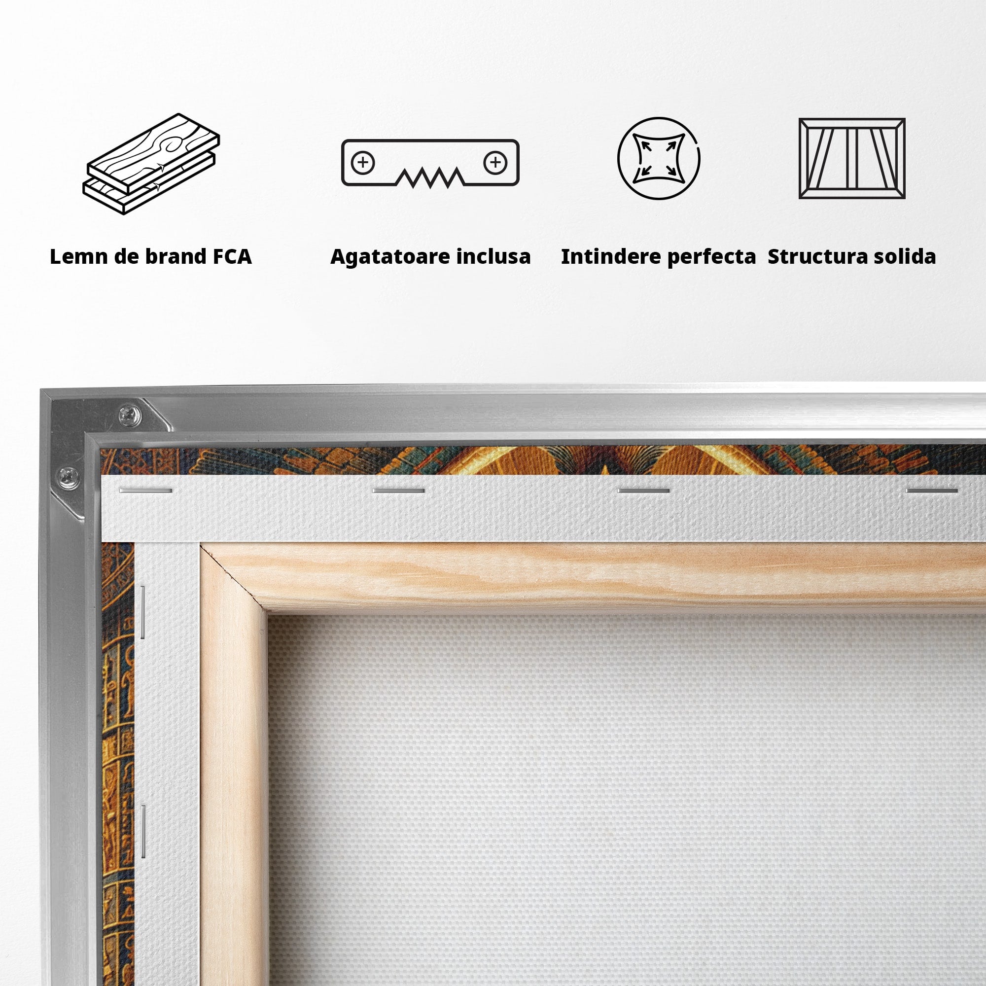 Tablou Canvas Premium LuxCanva® T1044, Zeul Egiptean Al Soarelui, Egipt, Mitologie, Arta Antica, Living, Zei, Culori Vibrante
