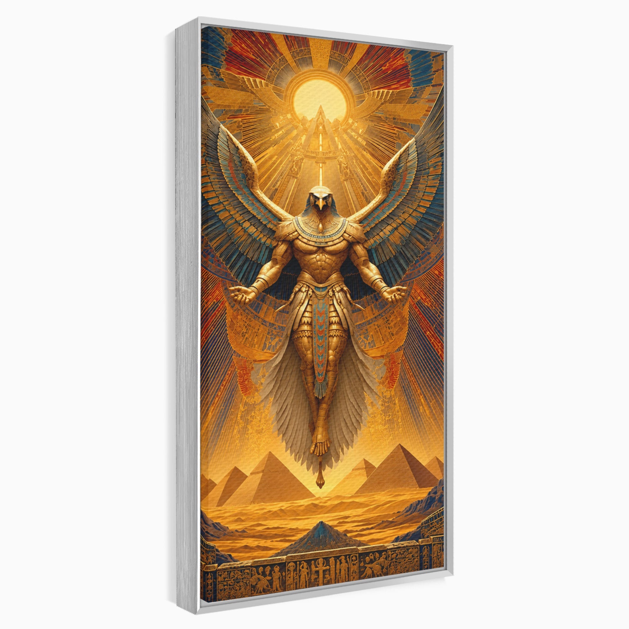Tablou Canvas Premium LuxCanva® T1044, Zeul Egiptean Al Soarelui, Egipt, Mitologie, Arta Antica, Living, Zei, Culori Vibrante