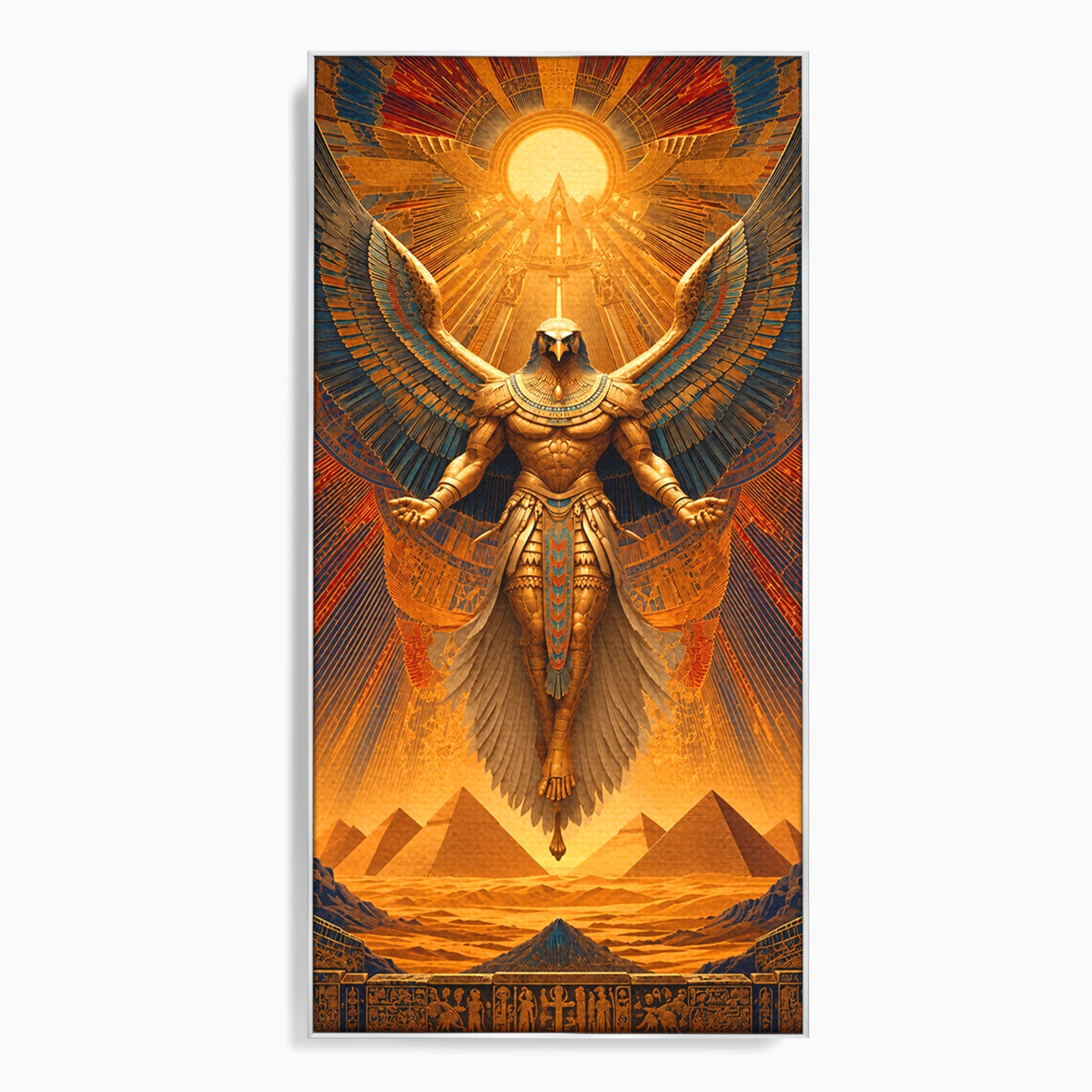 Tablou Canvas Premium LuxCanva® T1044, Zeul Egiptean Al Soarelui, Egipt, Mitologie, Arta Antica, Living, Zei, Culori Vibrante