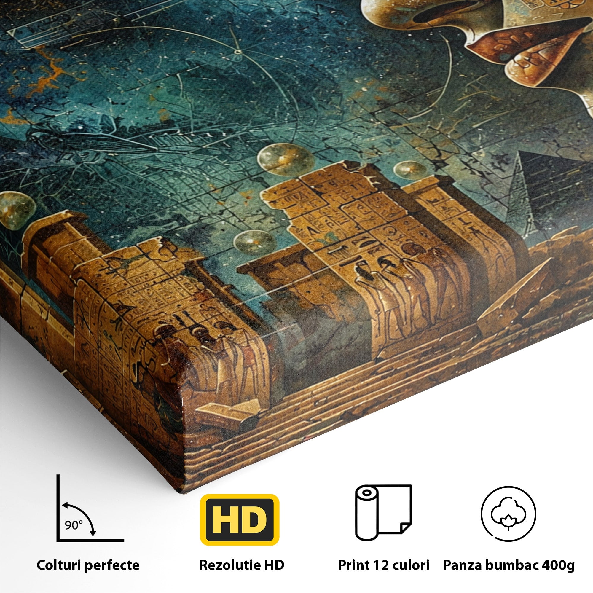 Tablou Canvas Premium LuxCanva® T1045, Misterele Egiptului Antic, Egipt, Faraon, Piramide, Istorie, Mister, Living, Dormitor, Culori Vibrante