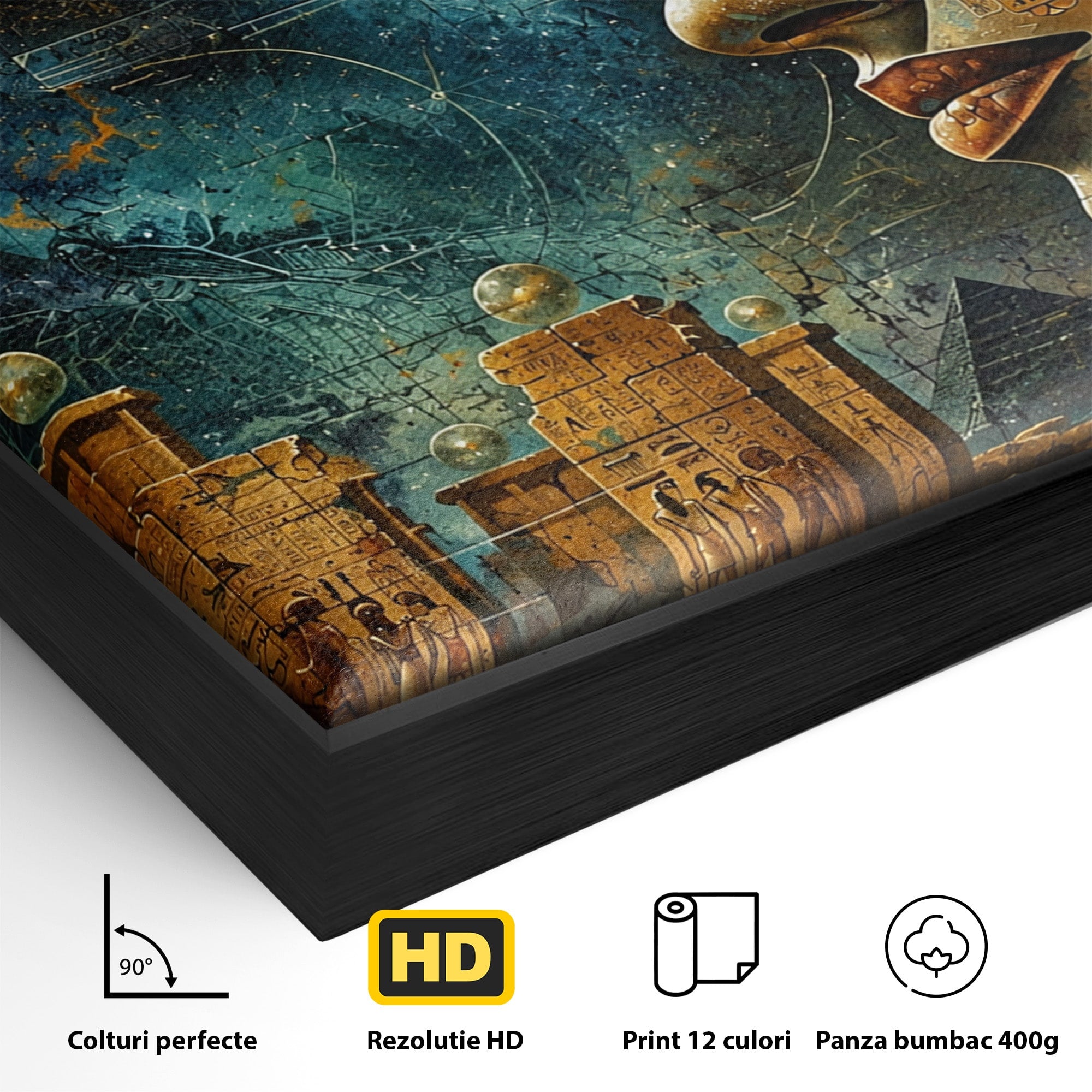Tablou Canvas Premium LuxCanva® T1045, Misterele Egiptului Antic, Egipt, Faraon, Piramide, Istorie, Mister, Living, Dormitor, Culori Vibrante