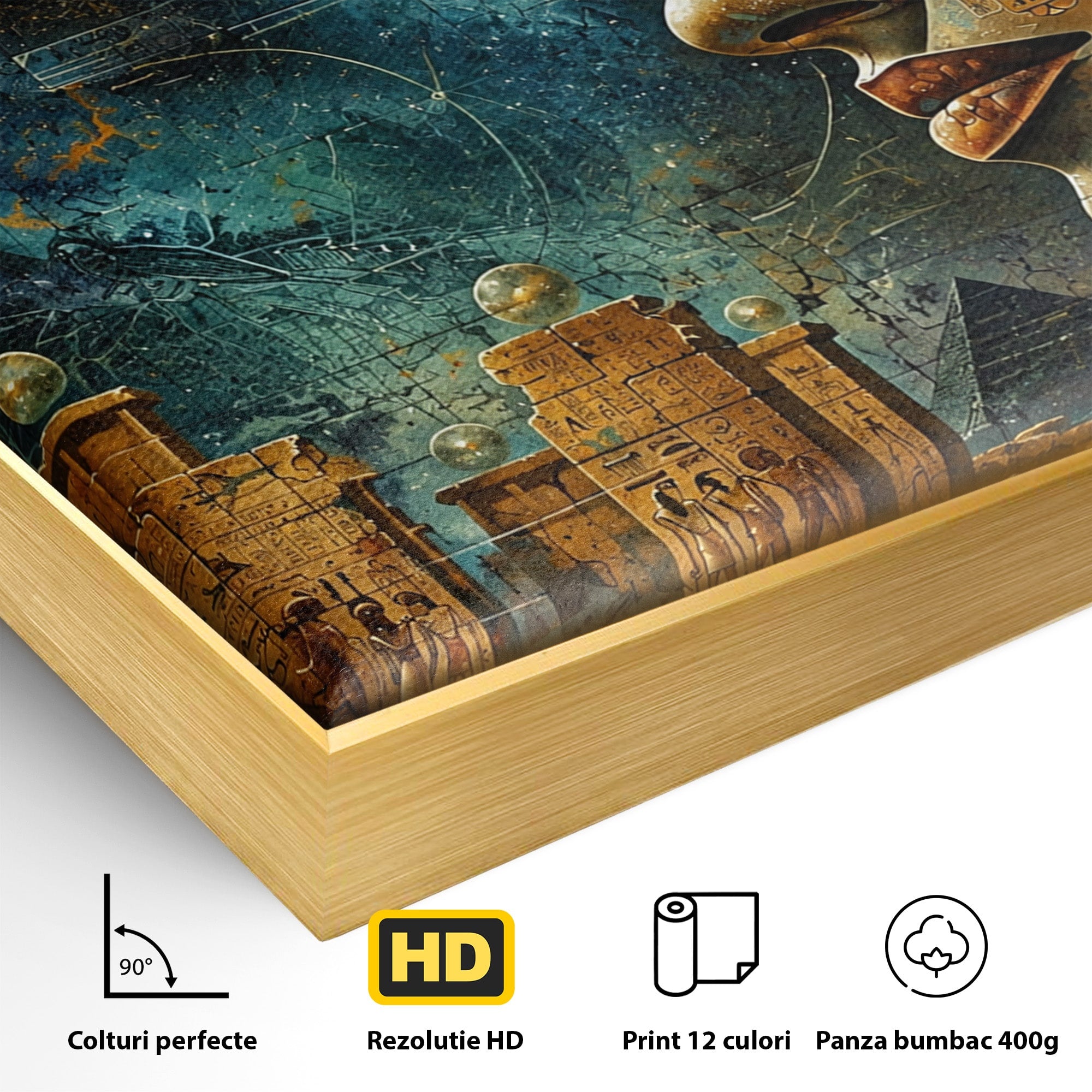 Tablou Canvas Premium LuxCanva® T1045, Misterele Egiptului Antic, Egipt, Faraon, Piramide, Istorie, Mister, Living, Dormitor, Culori Vibrante