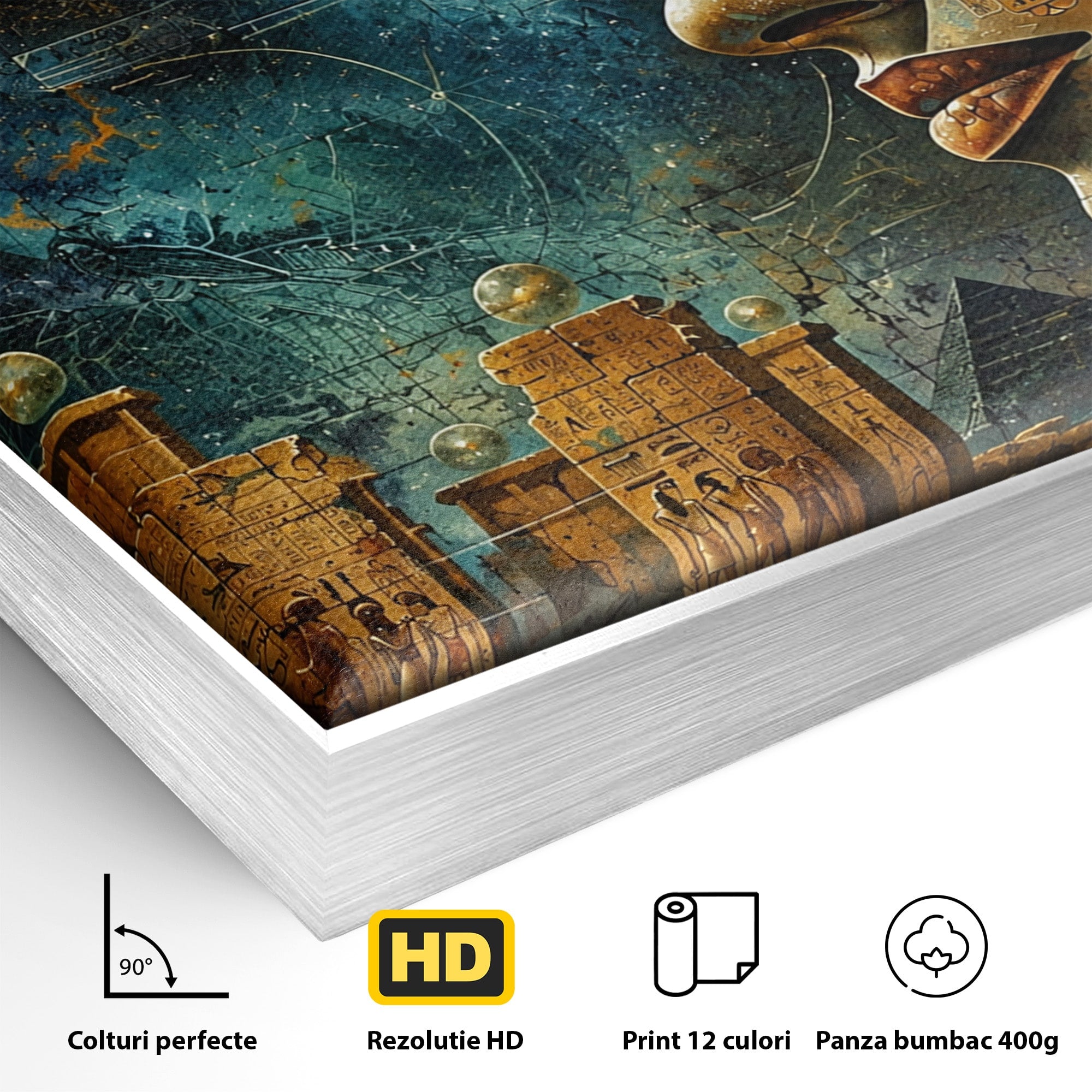 Tablou Canvas Premium LuxCanva® T1045, Misterele Egiptului Antic, Egipt, Faraon, Piramide, Istorie, Mister, Living, Dormitor, Culori Vibrante