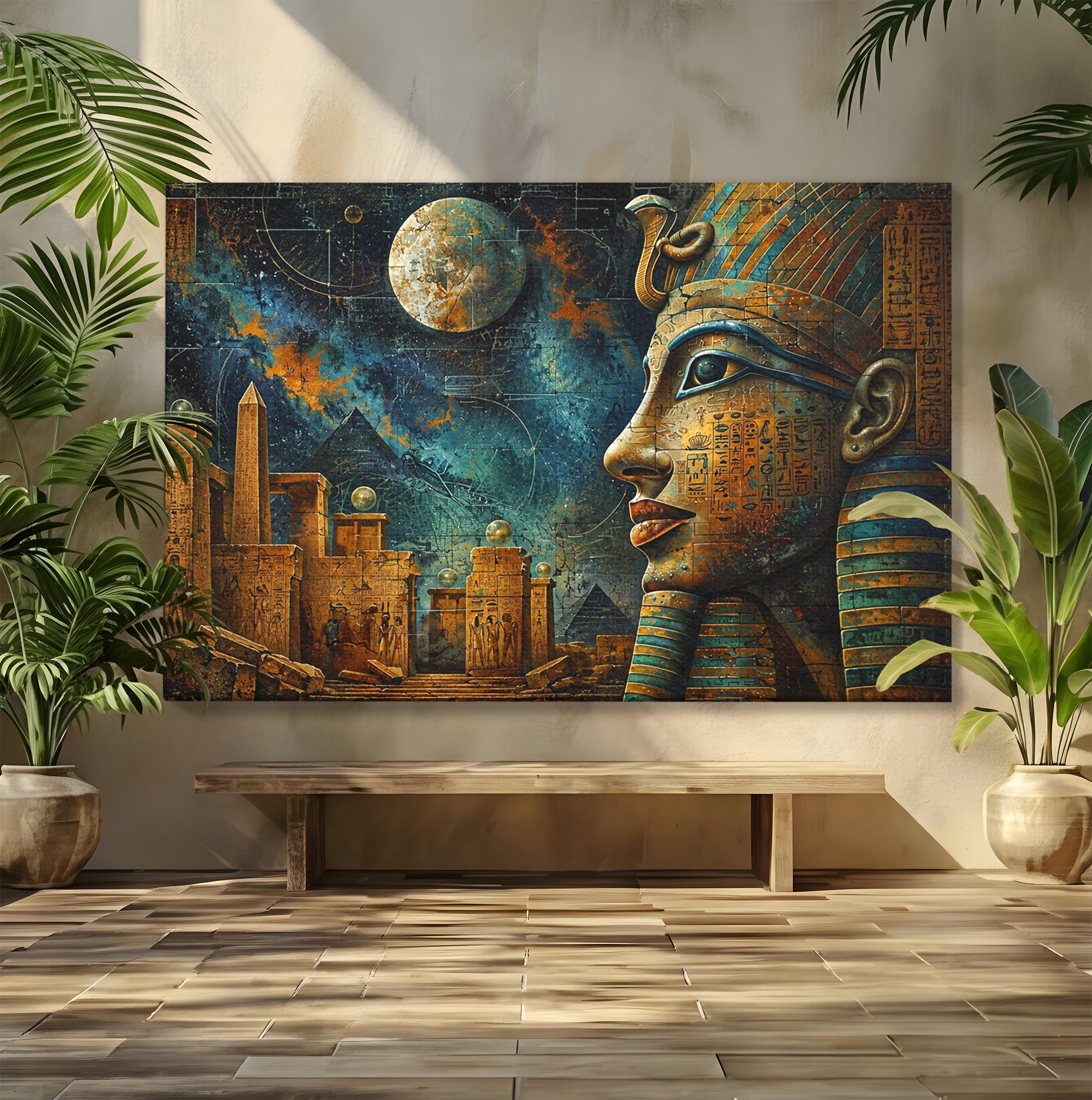 Tablou Canvas Premium LuxCanva® T1045, Misterele Egiptului Antic, Egipt, Faraon, Piramide, Istorie, Mister, Living, Dormitor, Culori Vibrante