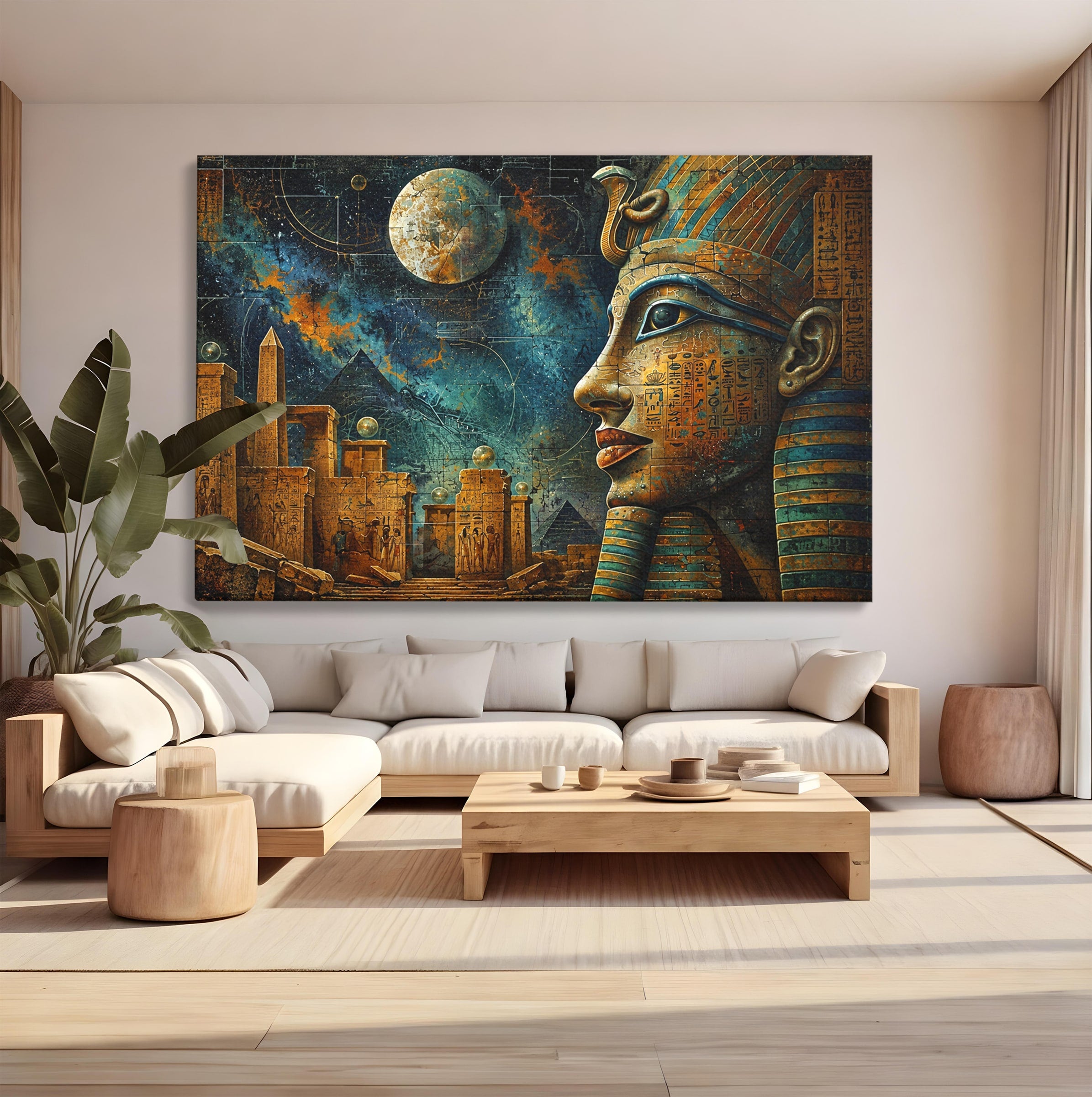 Tablou Canvas Premium LuxCanva® T1045, Misterele Egiptului Antic, Egipt, Faraon, Piramide, Istorie, Mister, Living, Dormitor, Culori Vibrante