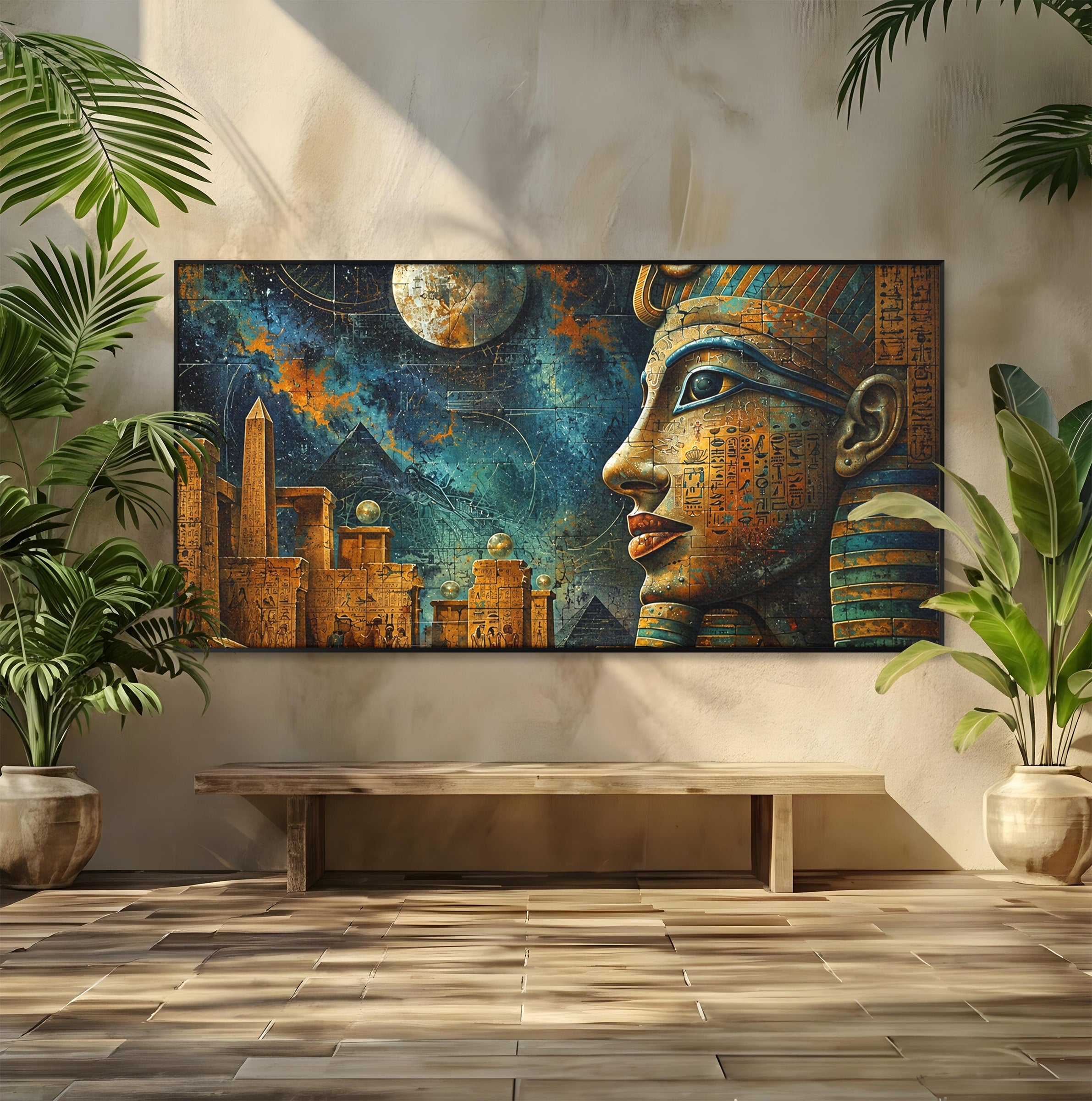 Tablou Canvas Premium LuxCanva® T1045, Misterele Egiptului Antic, Egipt, Faraon, Piramide, Istorie, Mister, Living, Dormitor, Culori Vibrante