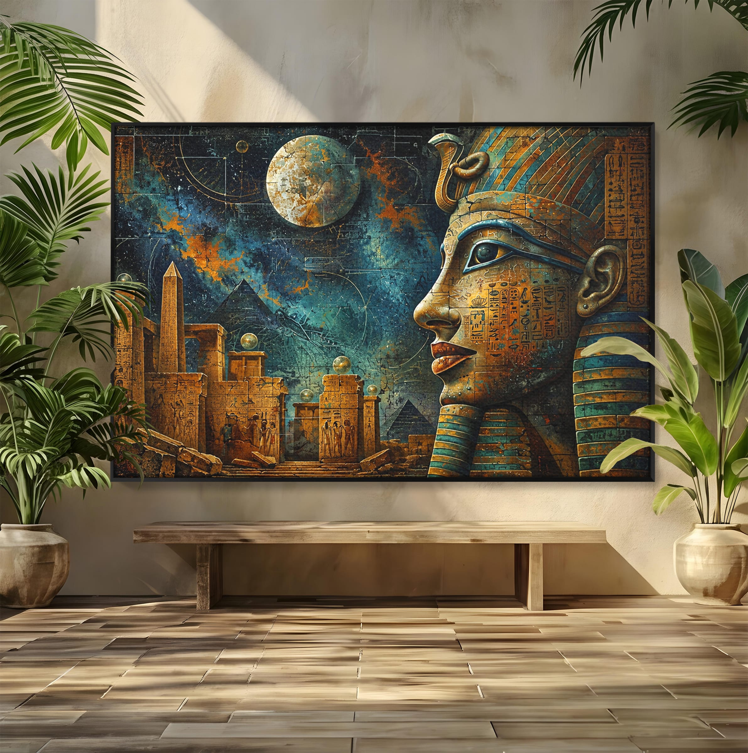 Tablou Canvas Premium LuxCanva® T1045, Misterele Egiptului Antic, Egipt, Faraon, Piramide, Istorie, Mister, Living, Dormitor, Culori Vibrante