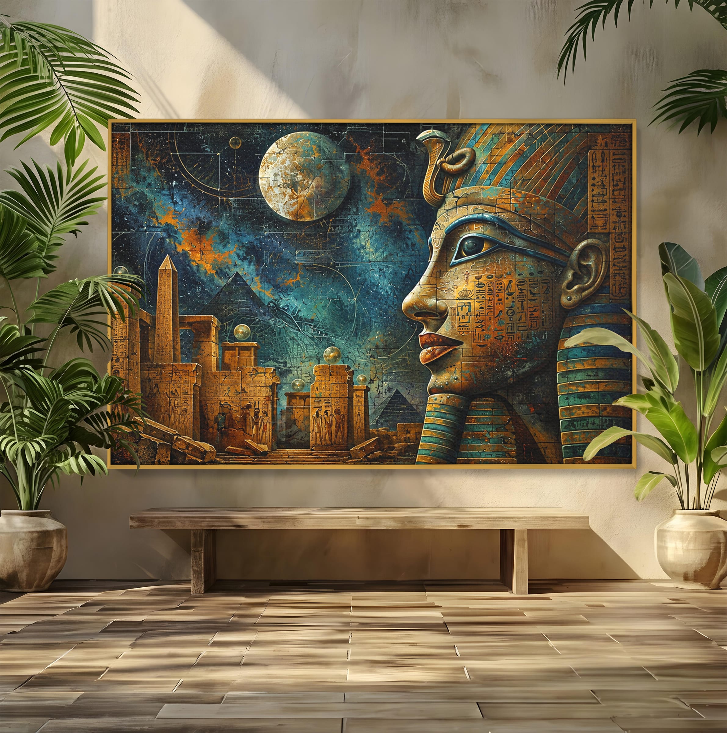 Tablou Canvas Premium LuxCanva® T1045, Misterele Egiptului Antic, Egipt, Faraon, Piramide, Istorie, Mister, Living, Dormitor, Culori Vibrante