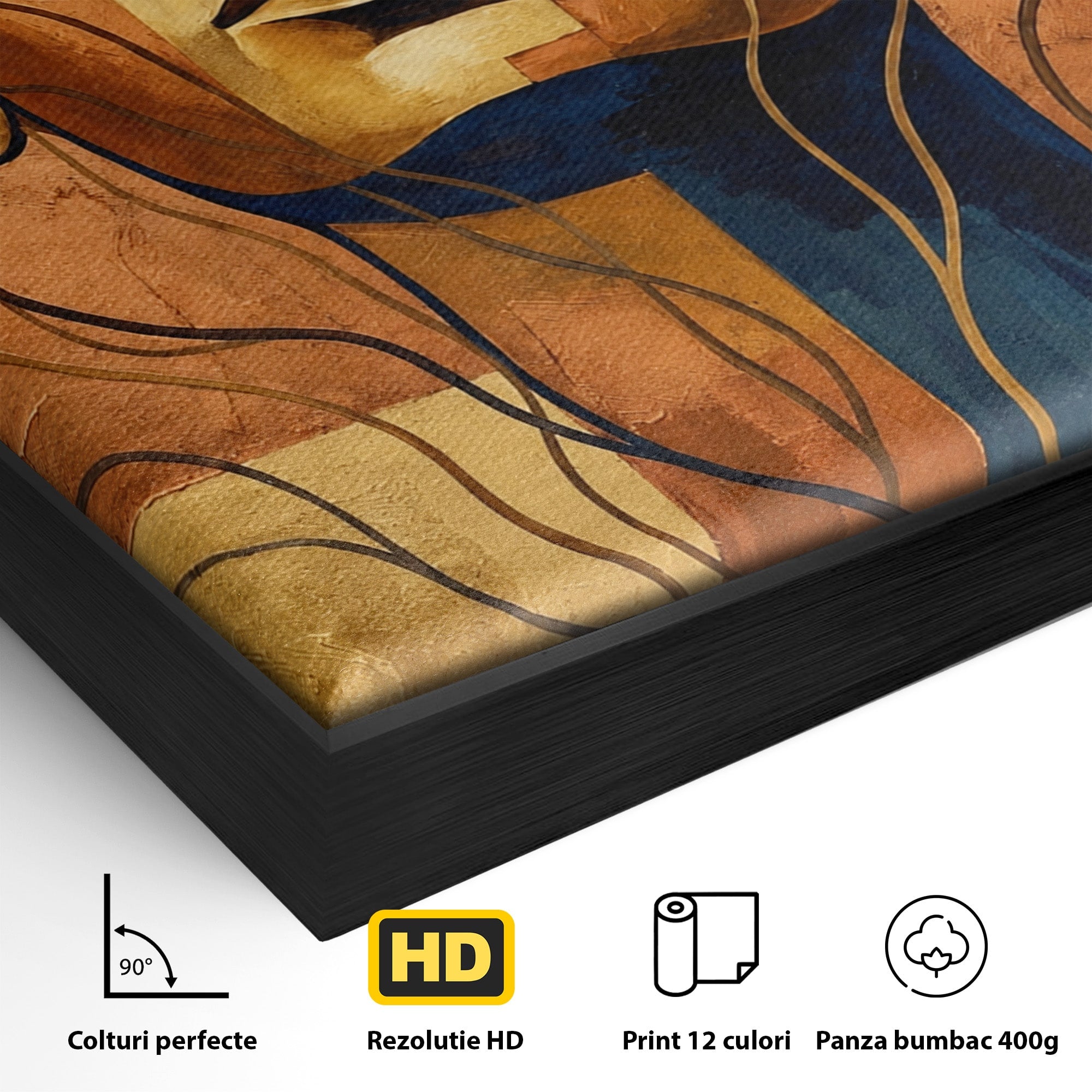 Tablou Canvas Premium LuxCanva® T1046, Chipul Zeitei Egiptene, Portret, Egipt, Abstract, Living, Dormitor, Culori Vibrante
