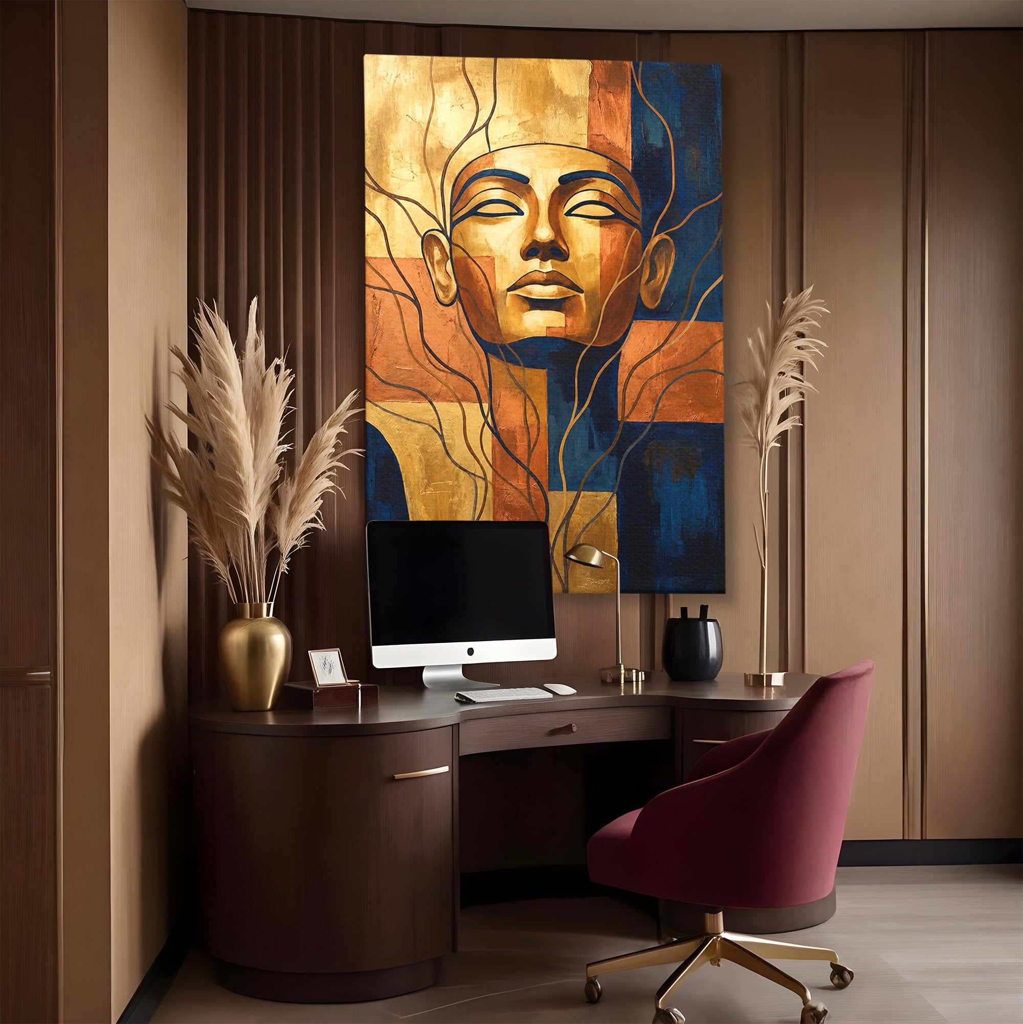 Tablou Canvas Premium LuxCanva® T1046, Chipul Zeitei Egiptene, Portret, Egipt, Abstract, Living, Dormitor, Culori Vibrante