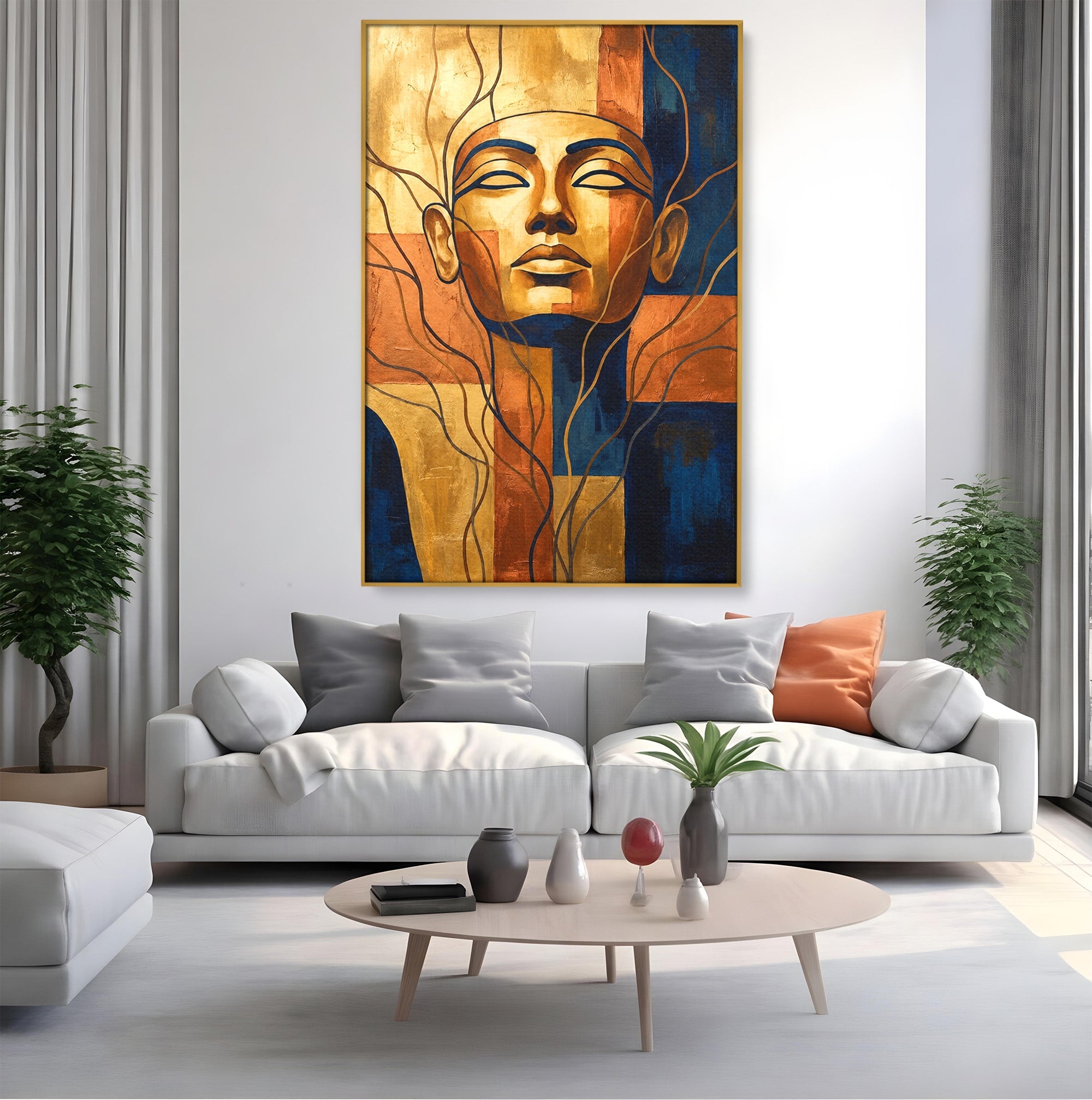 Tablou Canvas Premium LuxCanva® T1046, Chipul Zeitei Egiptene, Portret, Egipt, Abstract, Living, Dormitor, Culori Vibrante