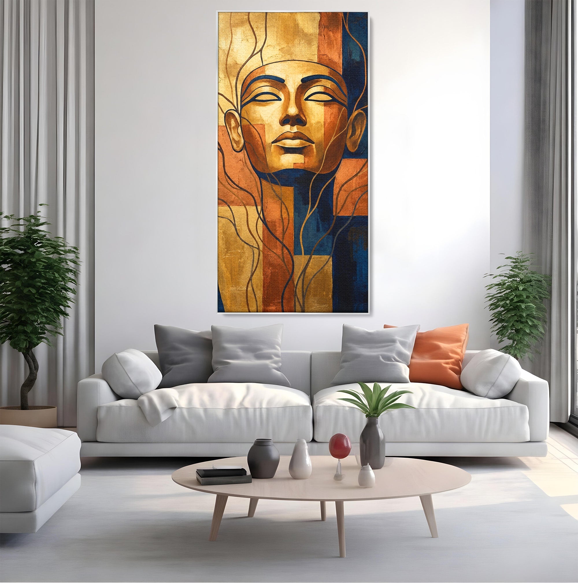 Tablou Canvas Premium LuxCanva® T1046, Chipul Zeitei Egiptene, Portret, Egipt, Abstract, Living, Dormitor, Culori Vibrante