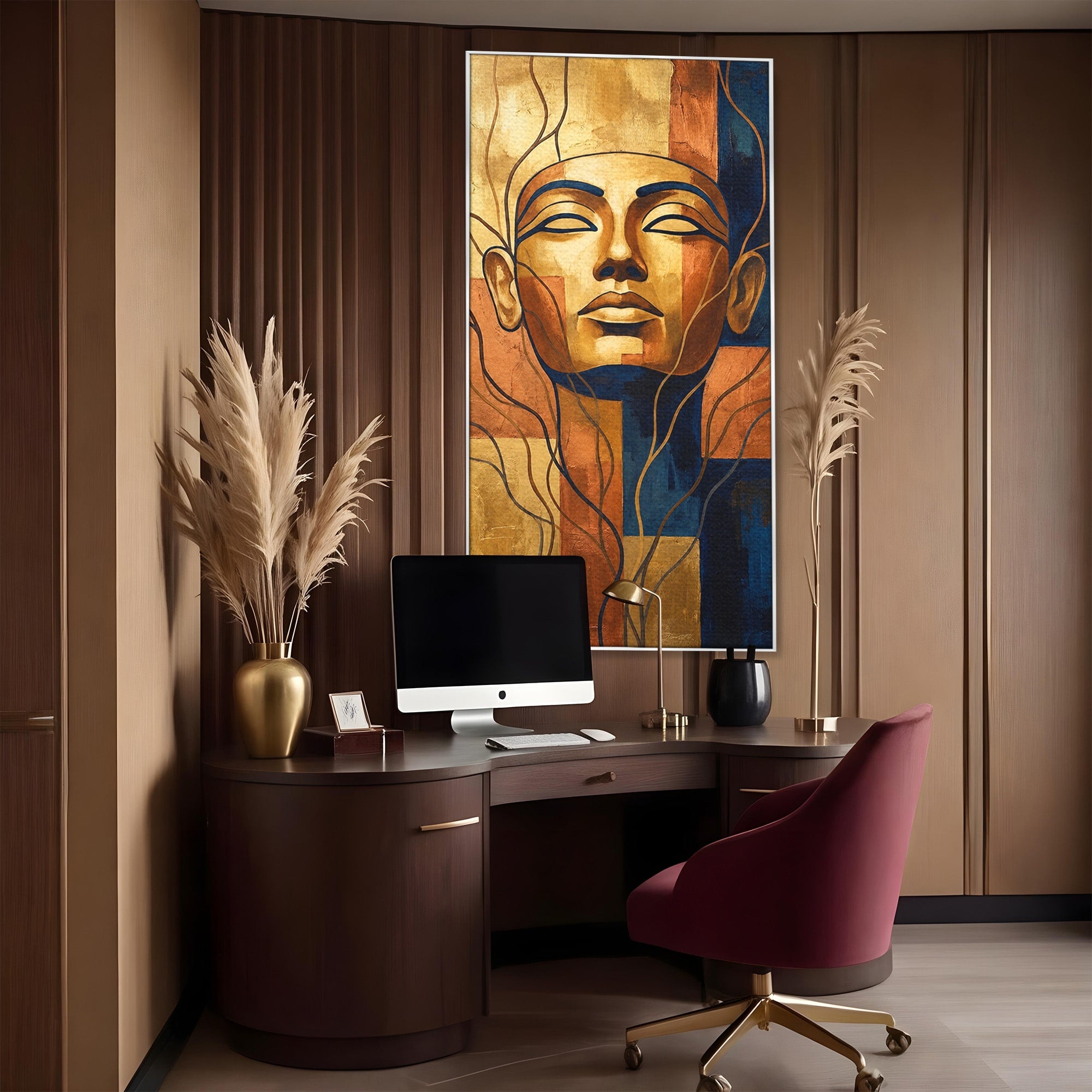 Tablou Canvas Premium LuxCanva® T1046, Chipul Zeitei Egiptene, Portret, Egipt, Abstract, Living, Dormitor, Culori Vibrante