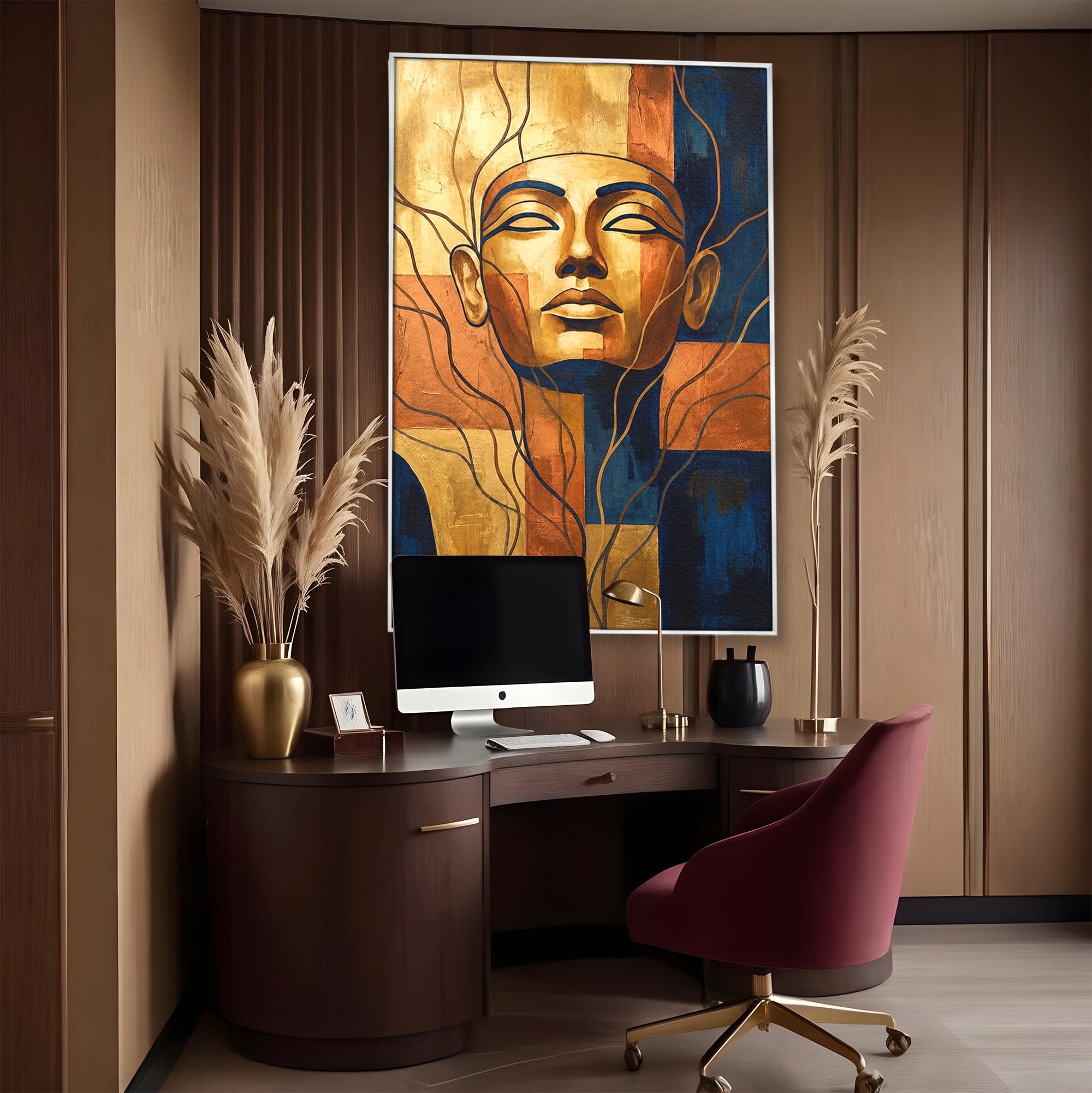 Tablou Canvas Premium LuxCanva® T1046, Chipul Zeitei Egiptene, Portret, Egipt, Abstract, Living, Dormitor, Culori Vibrante