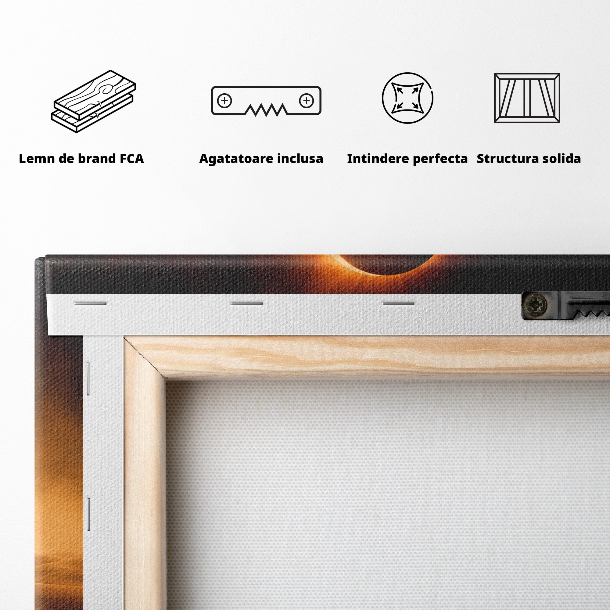 Tablou Canvas Premium LuxCanva® T1047, Caravana Sub Eclipsa, Desert, Eclipsa, Caravana, Peisaj, Living, Culori Vibrante