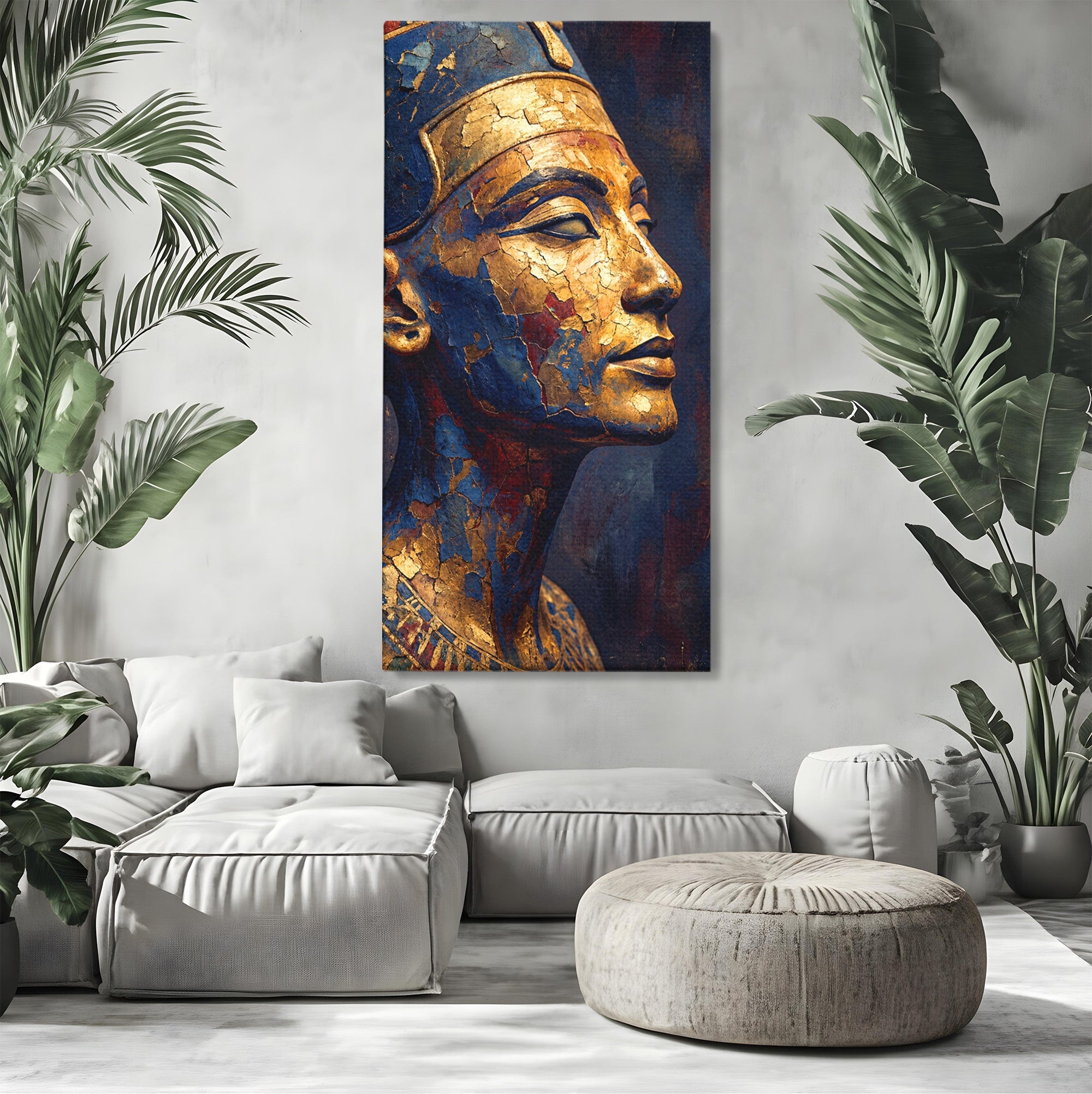 Tablou Canvas Premium LuxCanva® T1048, Profil Regal Egiptean, Egipt, Portret, Antic, Istorie, Dormitor, Culori Vibrante