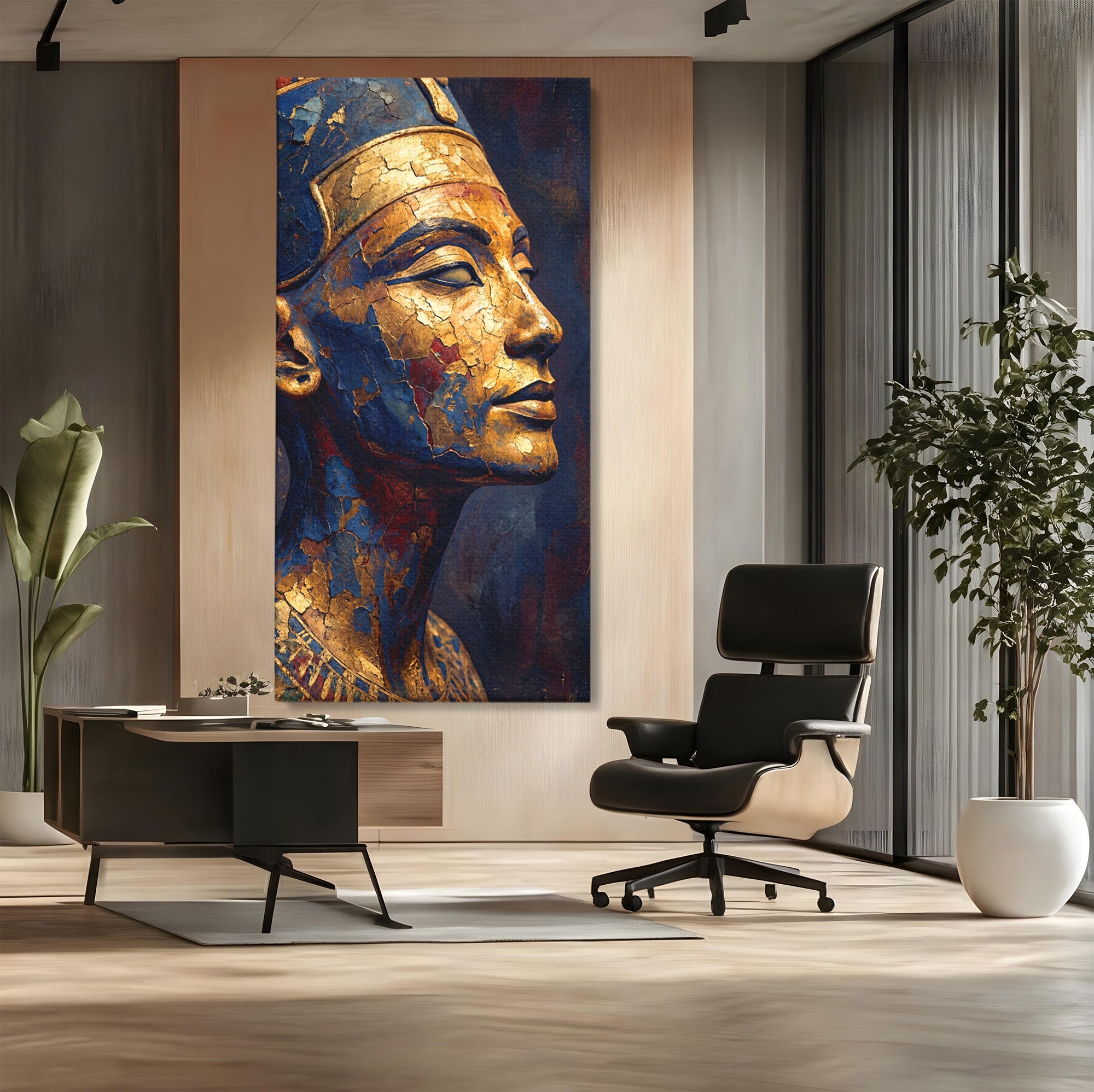 Tablou Canvas Premium LuxCanva® T1048, Profil Regal Egiptean, Egipt, Portret, Antic, Istorie, Dormitor, Culori Vibrante