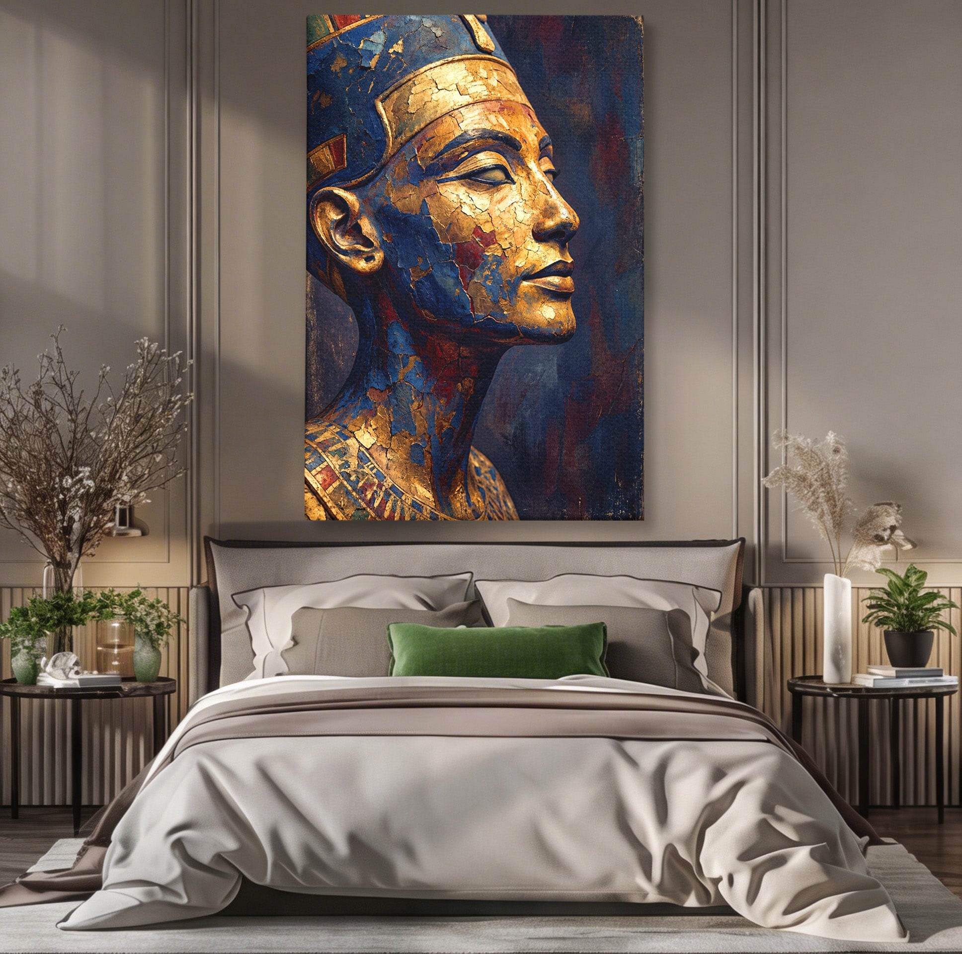 Tablou Canvas Premium LuxCanva® T1048, Profil Regal Egiptean, Egipt, Portret, Antic, Istorie, Dormitor, Culori Vibrante