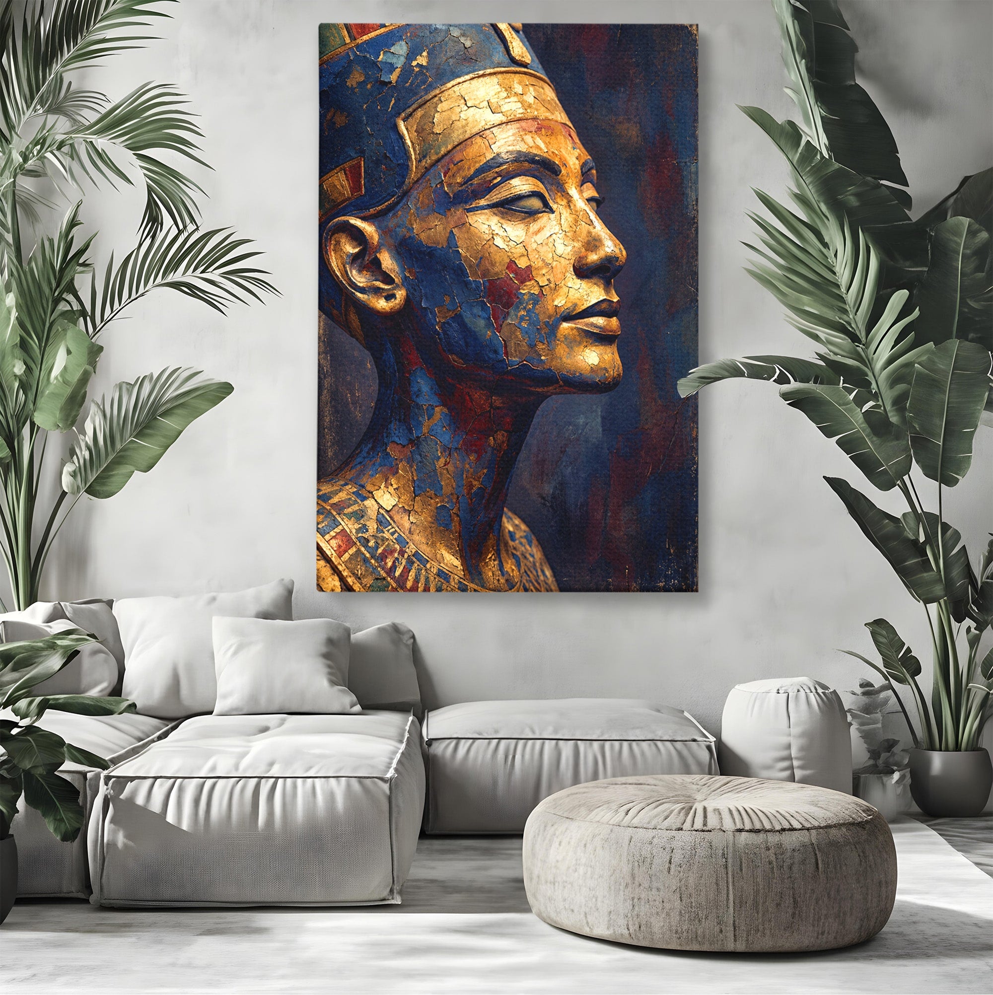 Tablou Canvas Premium LuxCanva® T1048, Profil Regal Egiptean, Egipt, Portret, Antic, Istorie, Dormitor, Culori Vibrante