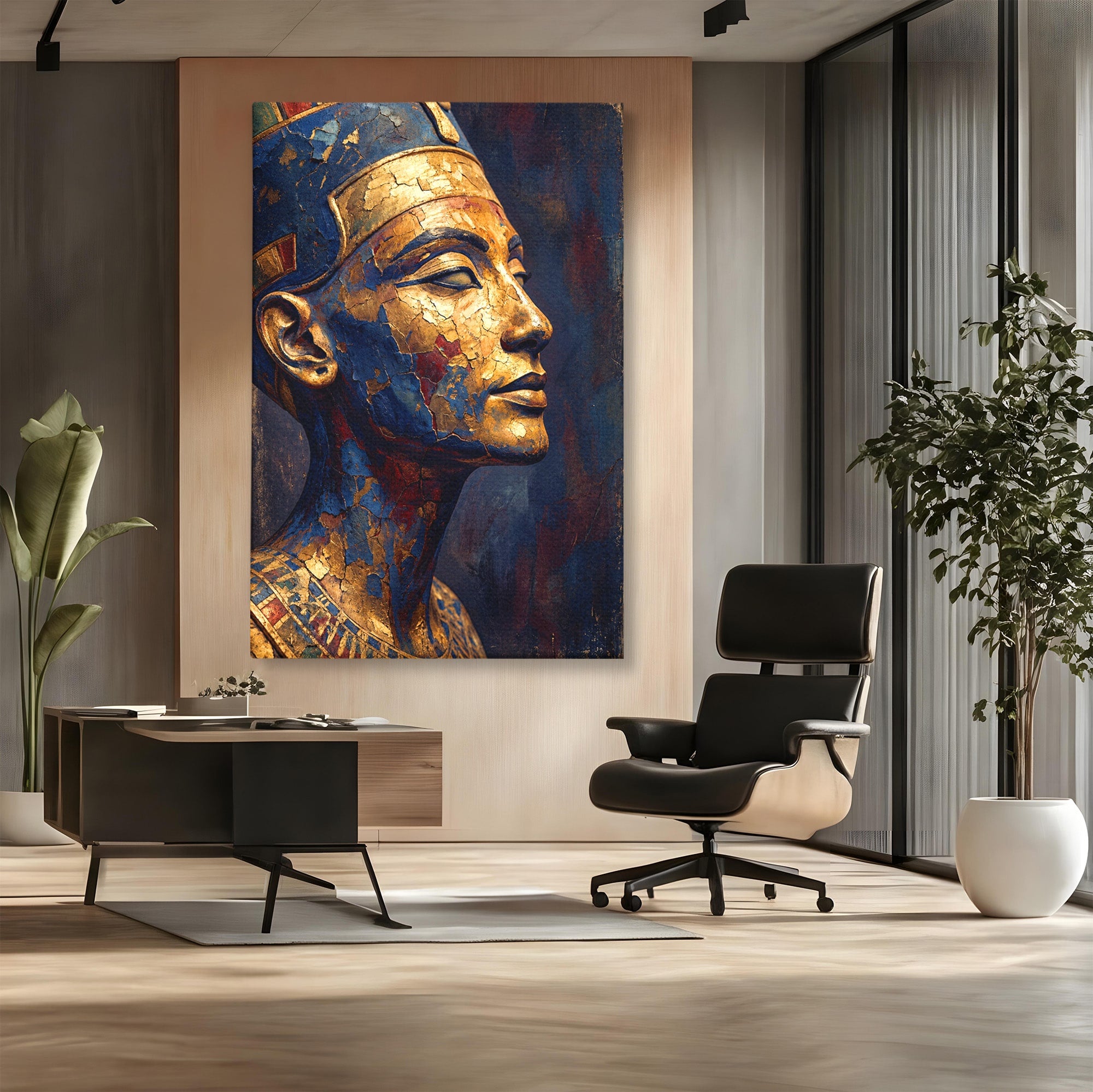 Tablou Canvas Premium LuxCanva® T1048, Profil Regal Egiptean, Egipt, Portret, Antic, Istorie, Dormitor, Culori Vibrante