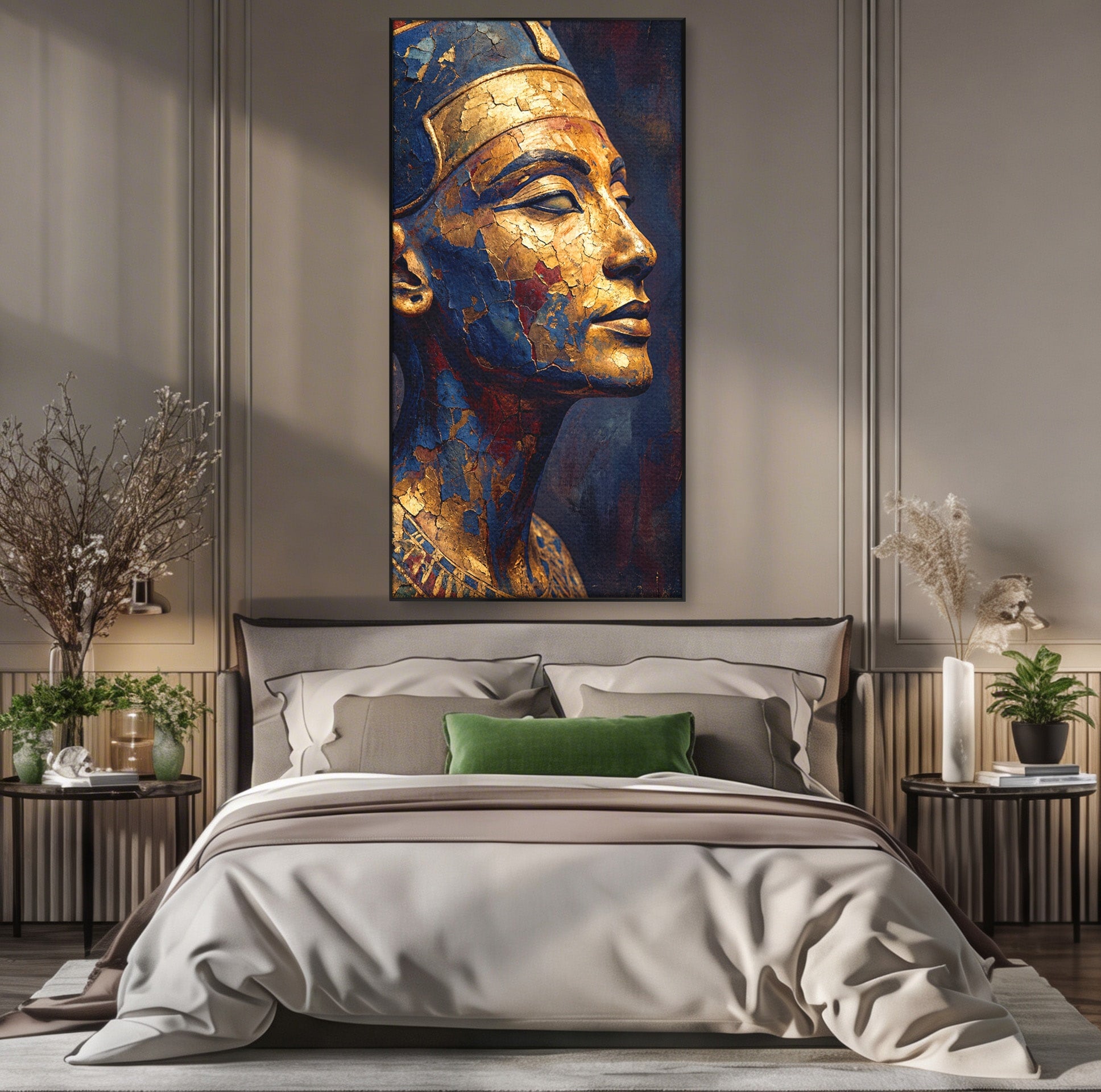 Tablou Canvas Premium LuxCanva® T1048, Profil Regal Egiptean, Egipt, Portret, Antic, Istorie, Dormitor, Culori Vibrante