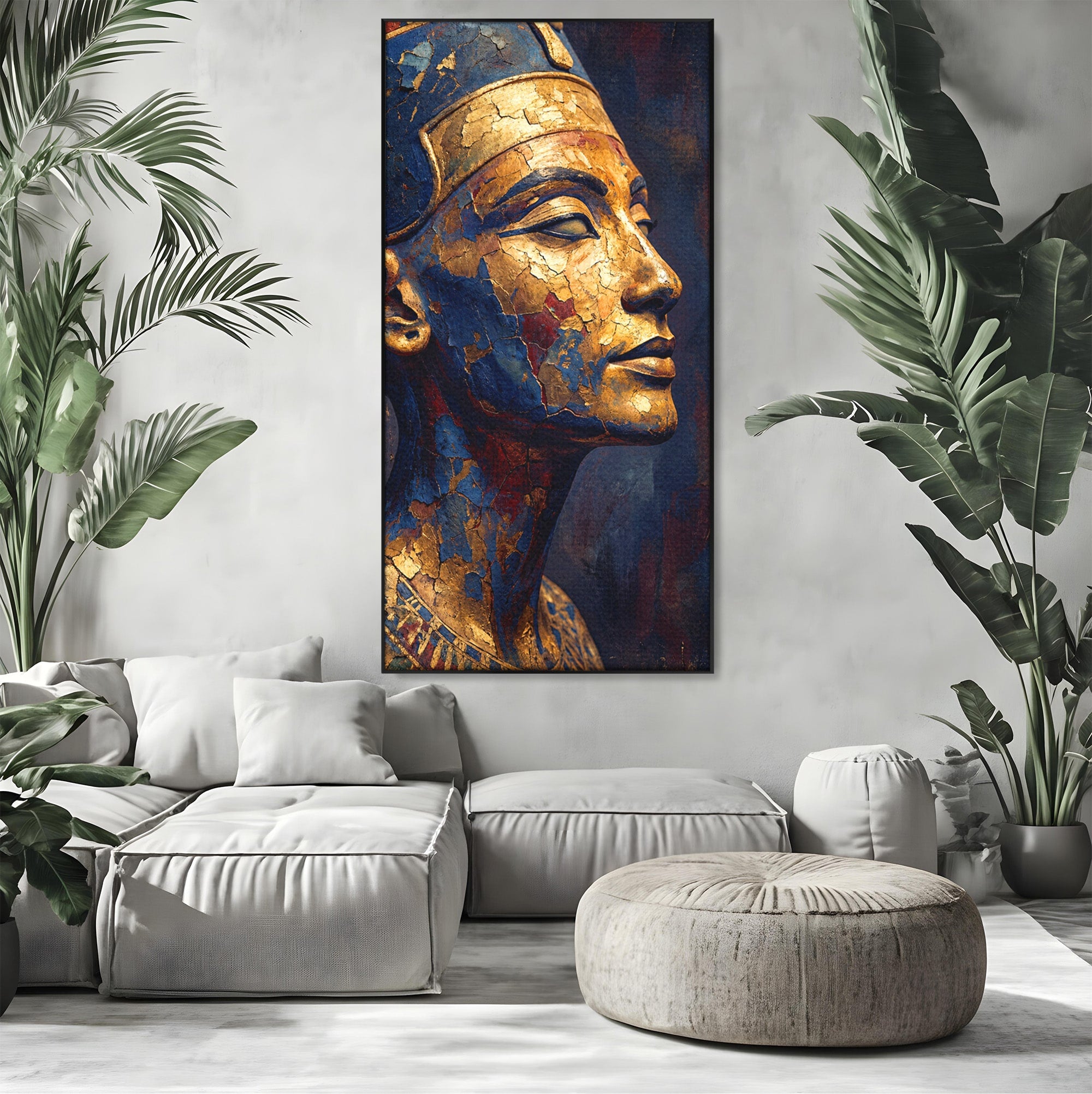 Tablou Canvas Premium LuxCanva® T1048, Profil Regal Egiptean, Egipt, Portret, Antic, Istorie, Dormitor, Culori Vibrante