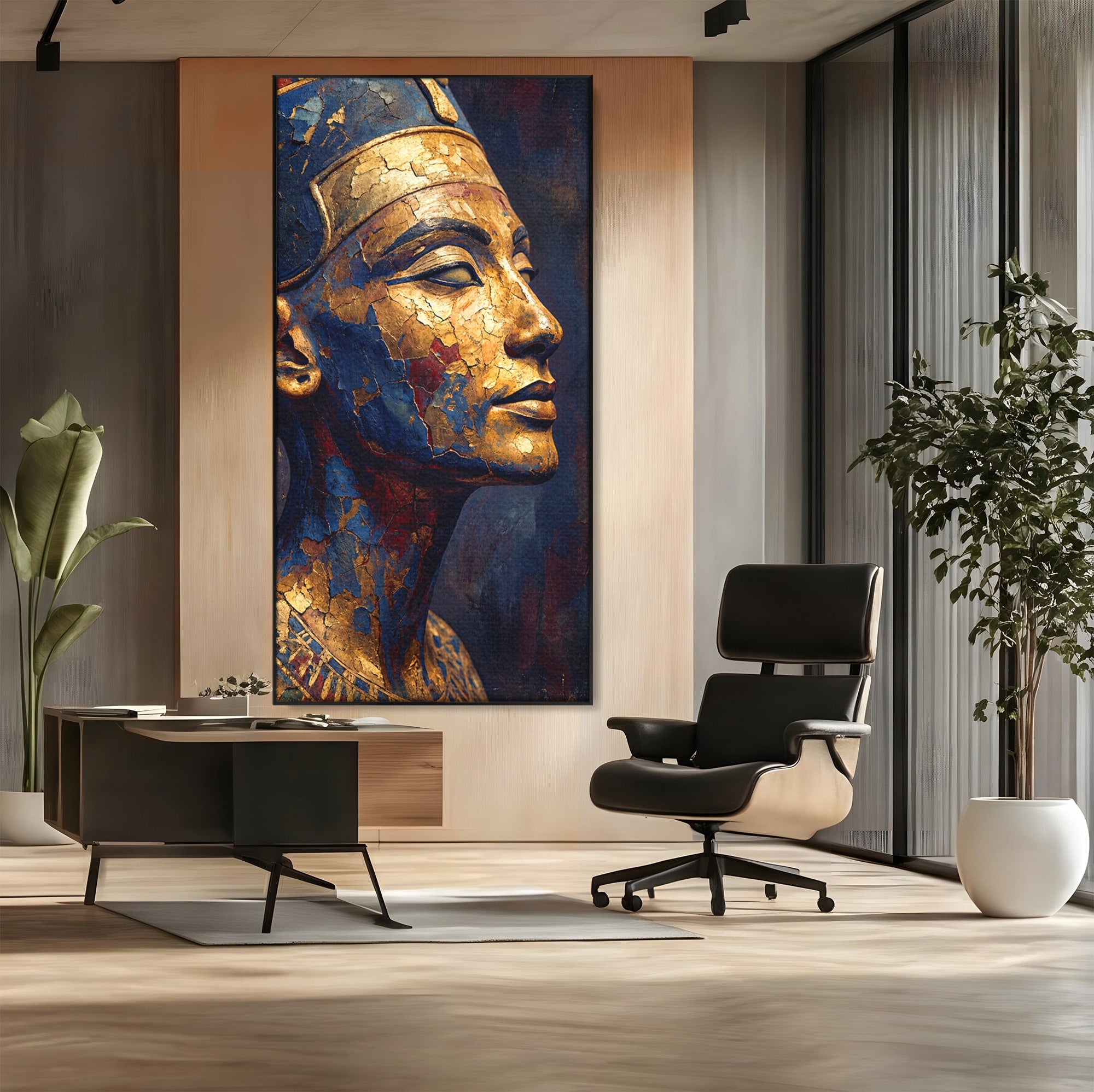 Tablou Canvas Premium LuxCanva® T1048, Profil Regal Egiptean, Egipt, Portret, Antic, Istorie, Dormitor, Culori Vibrante