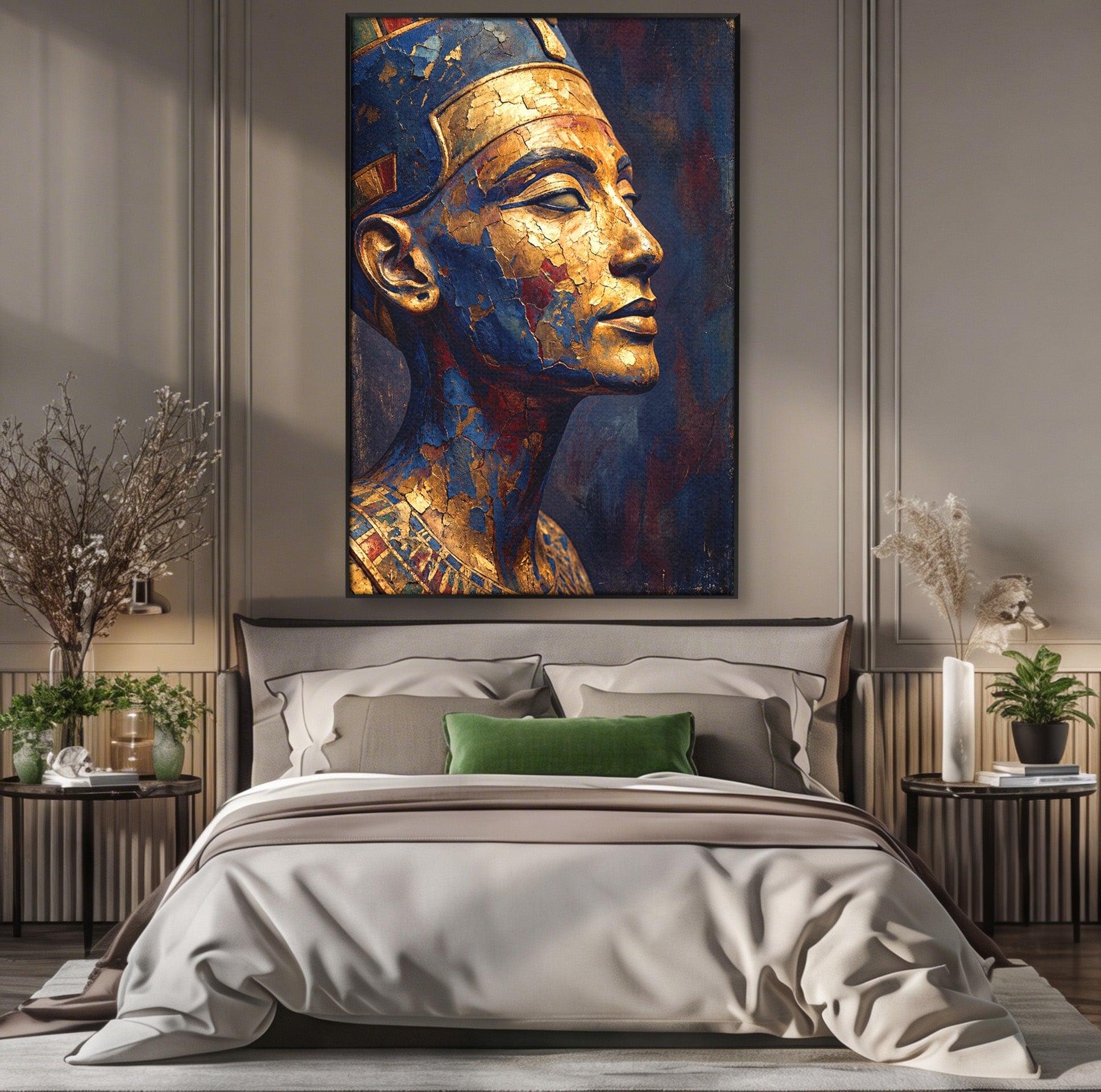Tablou Canvas Premium LuxCanva® T1048, Profil Regal Egiptean, Egipt, Portret, Antic, Istorie, Dormitor, Culori Vibrante