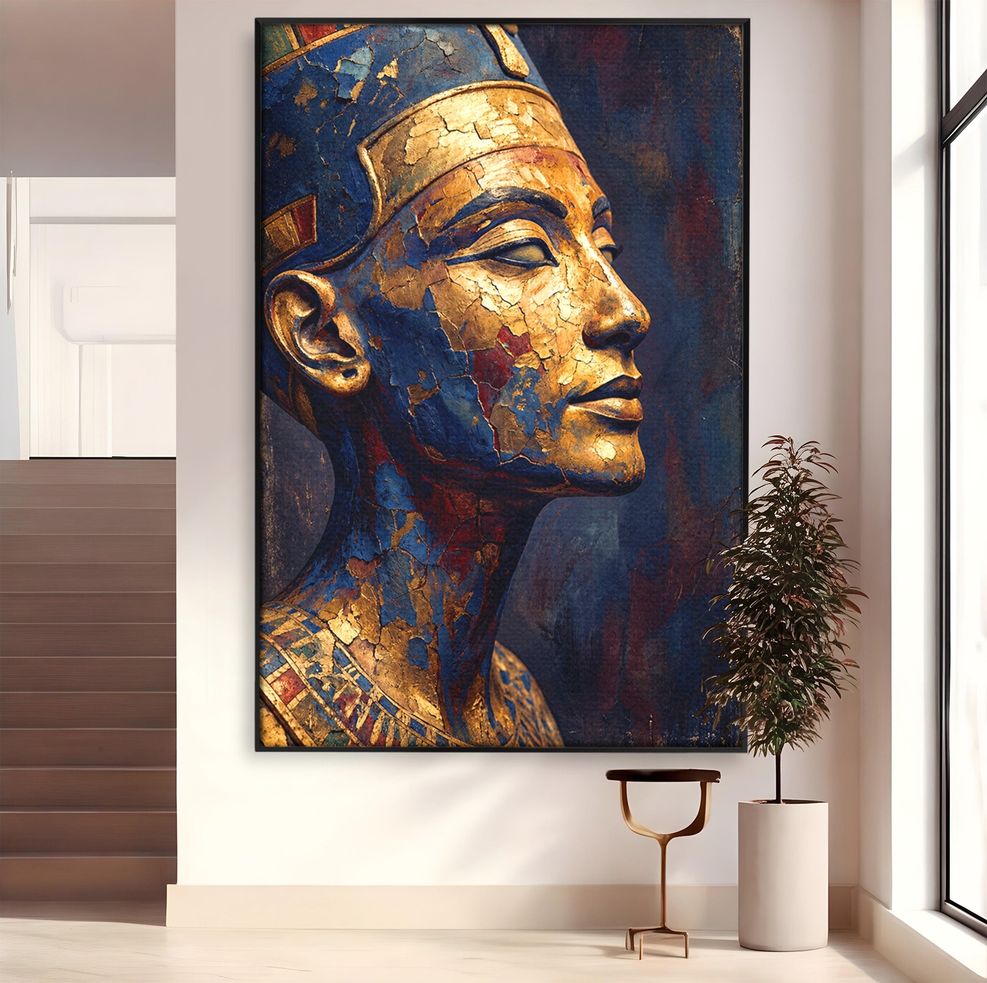 Tablou Canvas Premium LuxCanva® T1048, Profil Regal Egiptean, Egipt, Portret, Antic, Istorie, Dormitor, Culori Vibrante